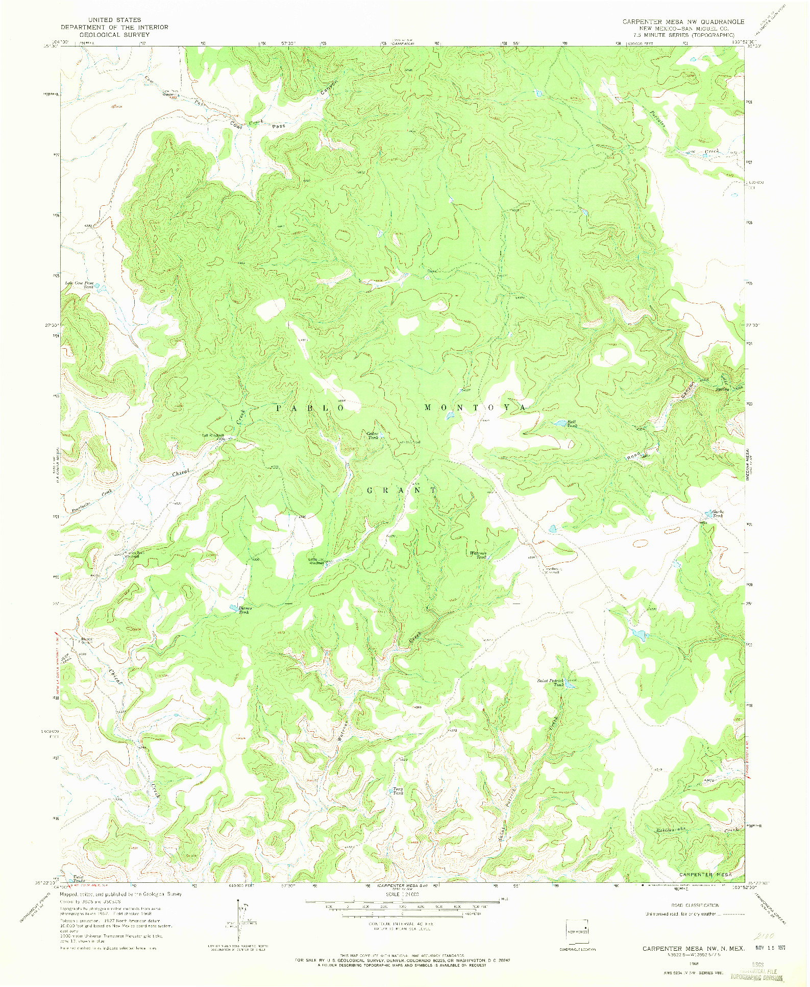 USGS 1:24000-SCALE QUADRANGLE FOR CARPENTER MESA NW, NM 1968