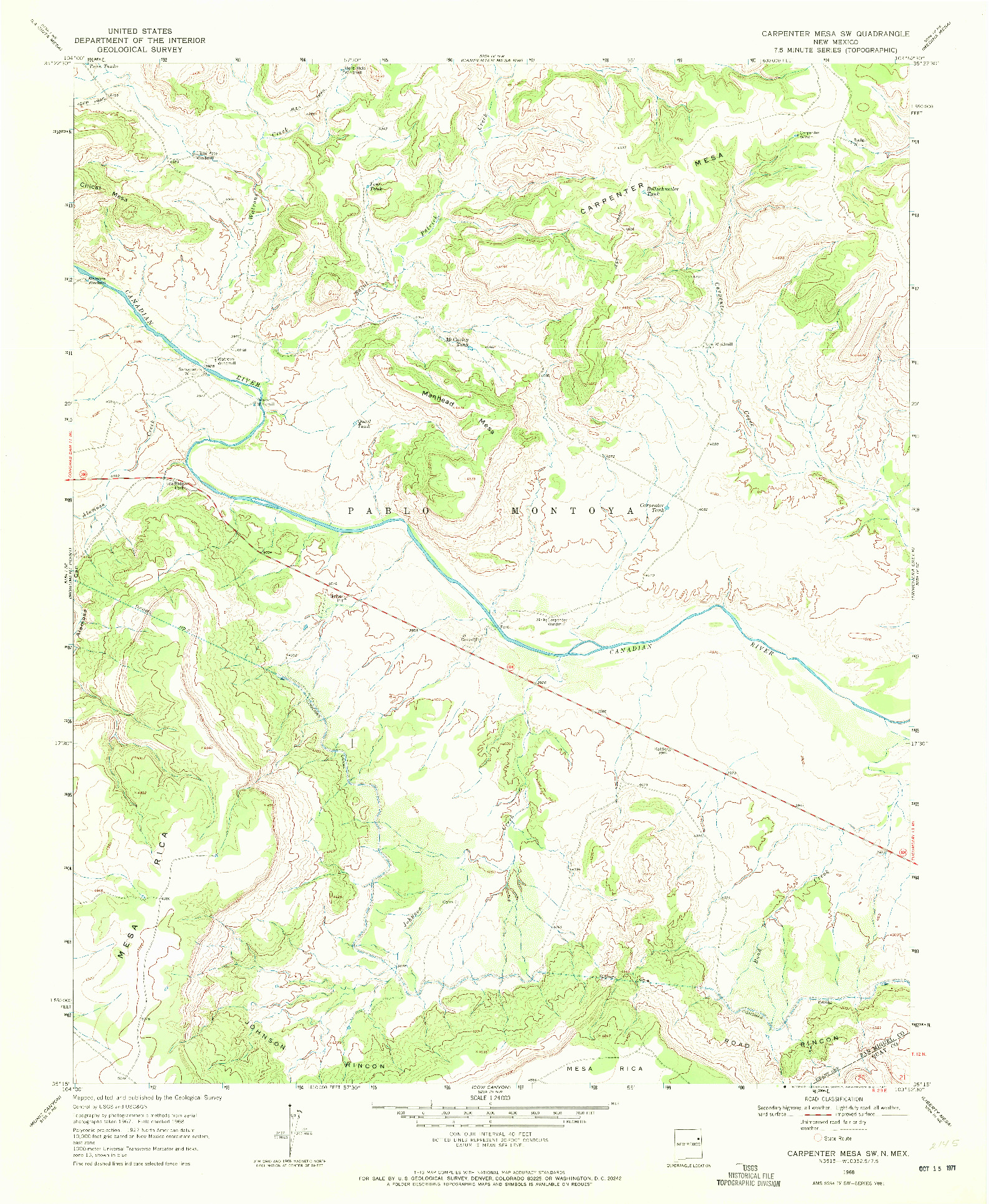 USGS 1:24000-SCALE QUADRANGLE FOR CARPENTER MESA SW, NM 1968
