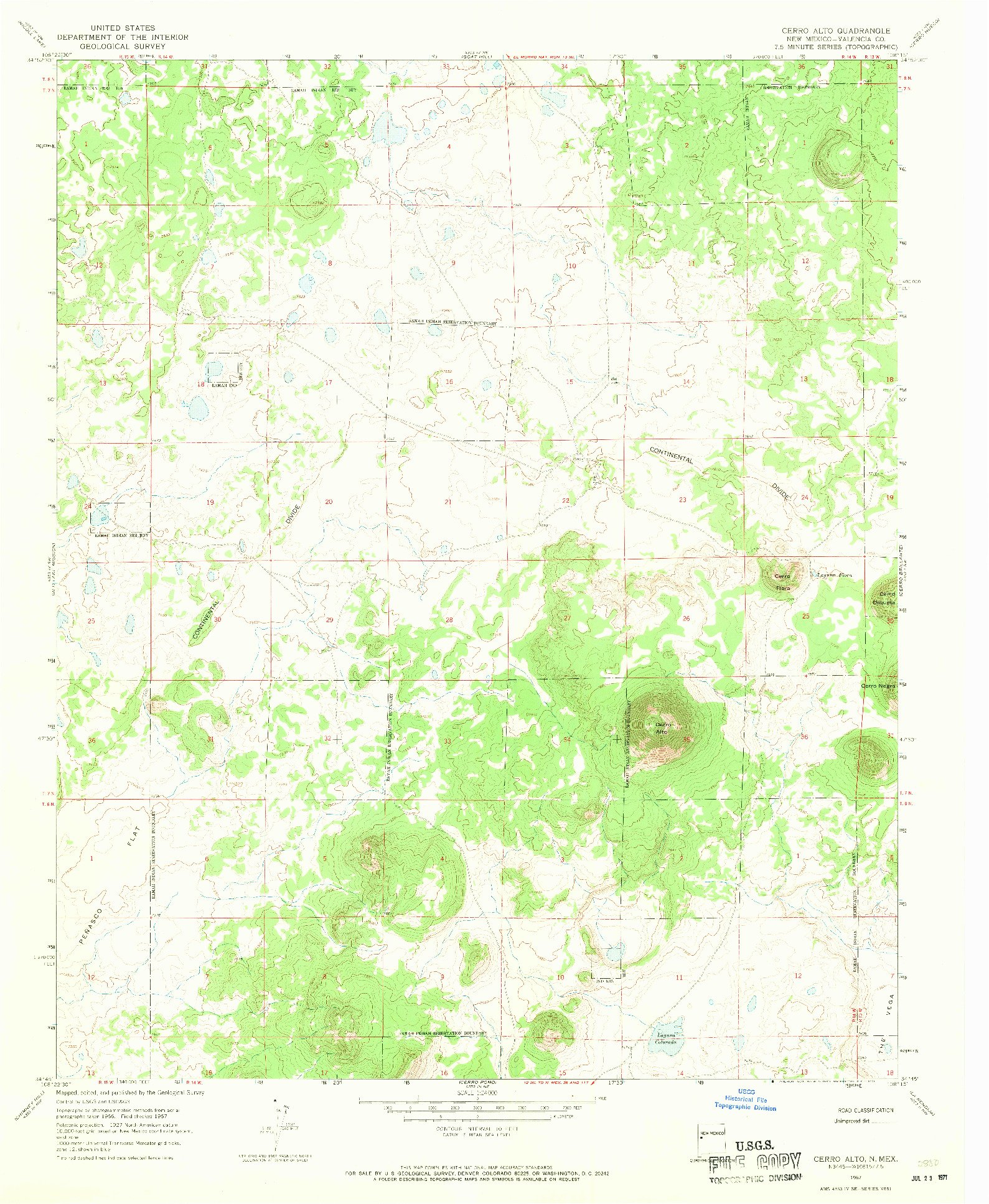 USGS 1:24000-SCALE QUADRANGLE FOR CERRO ALTO, NM 1967