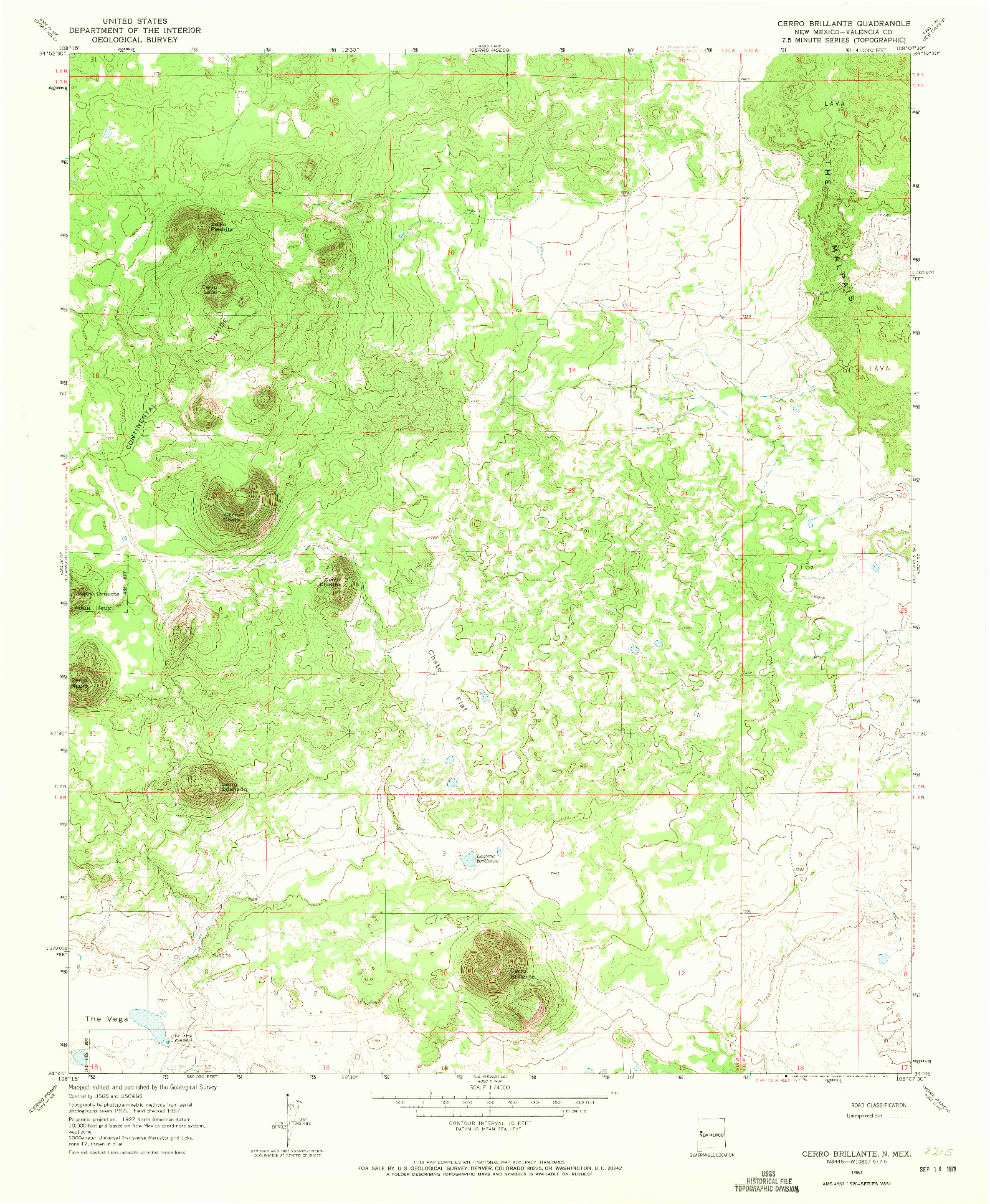 USGS 1:24000-SCALE QUADRANGLE FOR CERRO BRILLANTE, NM 1967