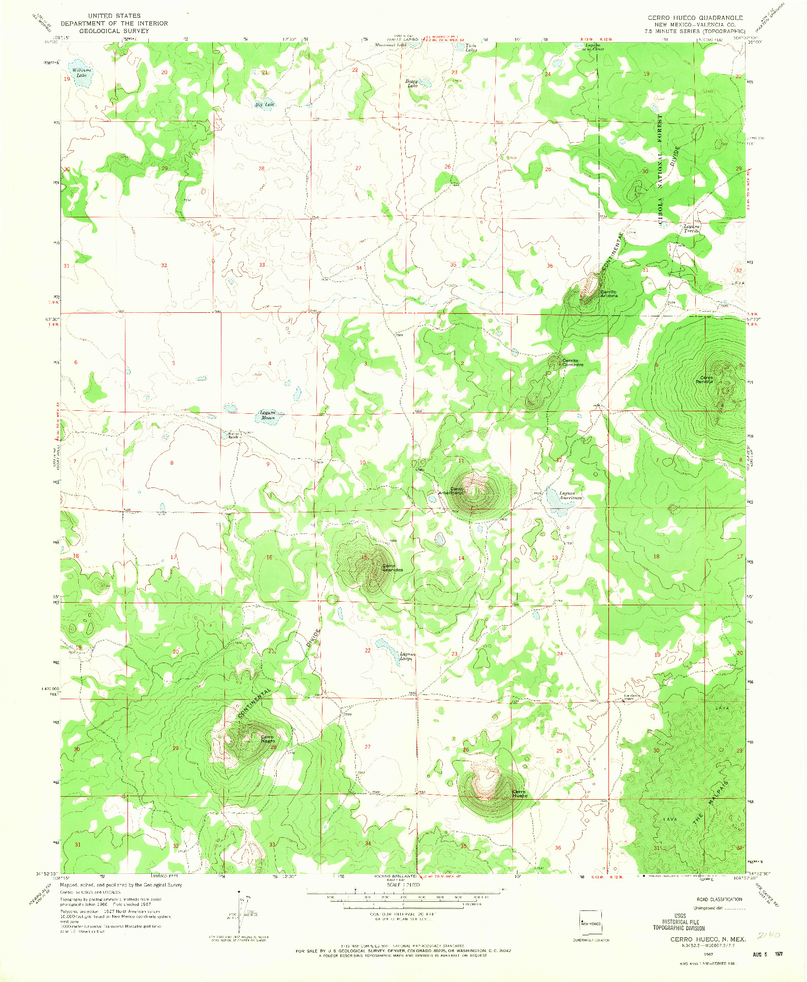 USGS 1:24000-SCALE QUADRANGLE FOR CERRO HUECO, NM 1967