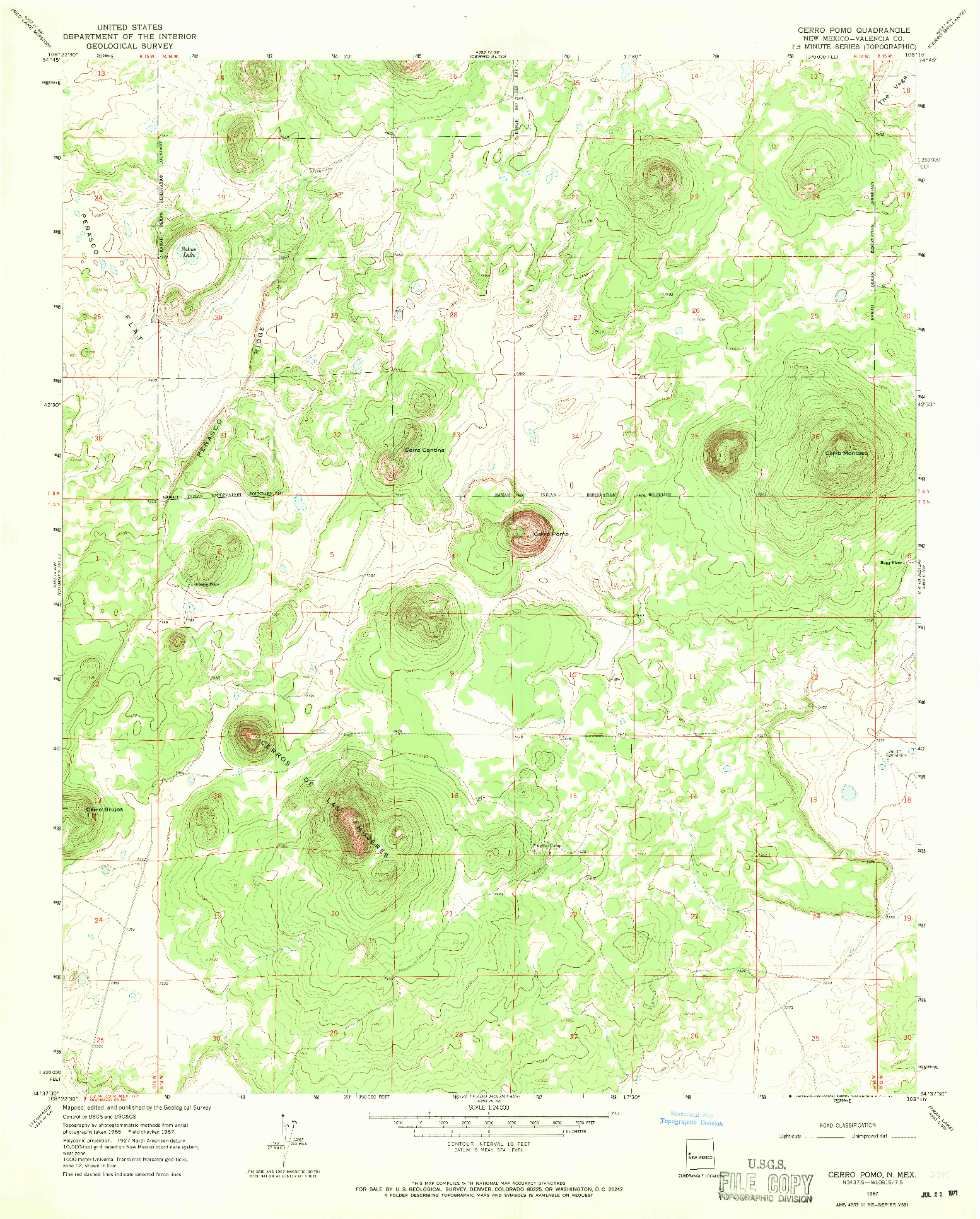 USGS 1:24000-SCALE QUADRANGLE FOR CERRO POMO, NM 1967