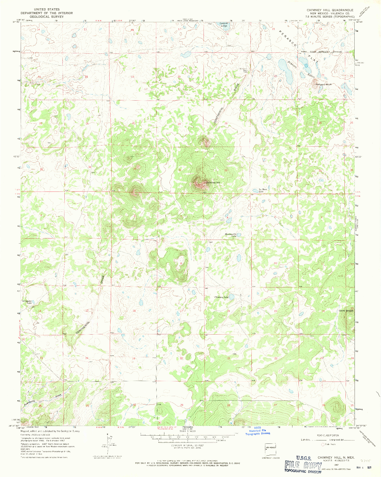 USGS 1:24000-SCALE QUADRANGLE FOR CHIMNEY HILL, NM 1967