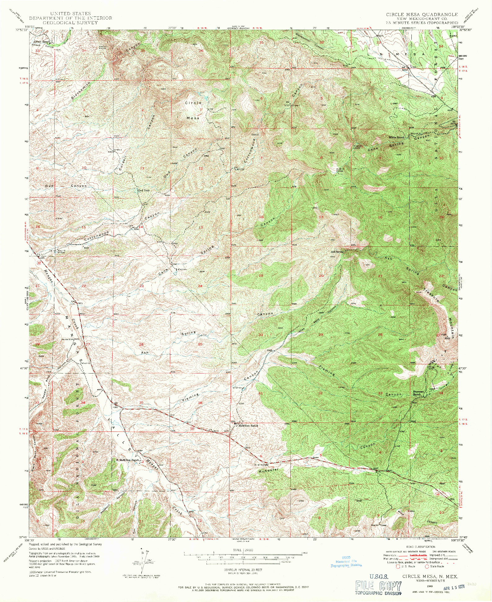 USGS 1:24000-SCALE QUADRANGLE FOR CIRCLE MESA, NM 1949