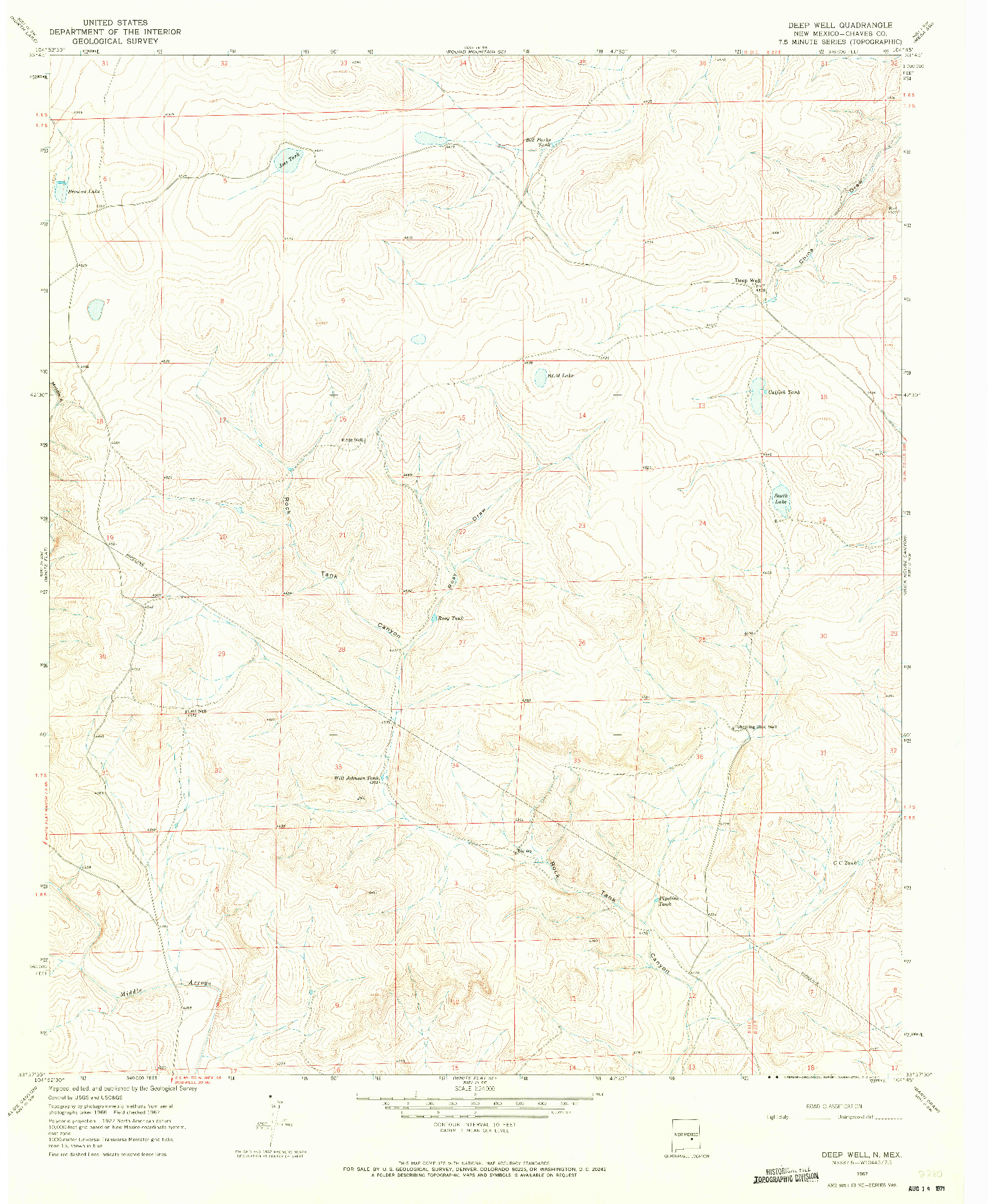 USGS 1:24000-SCALE QUADRANGLE FOR DEEP WELL, NM 1967
