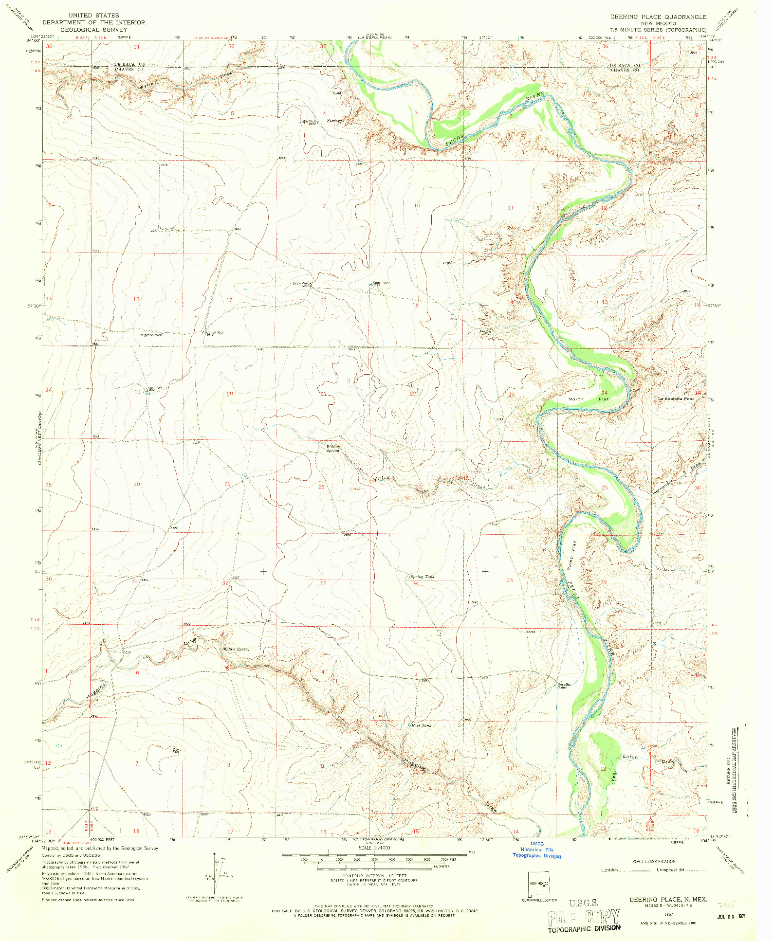 USGS 1:24000-SCALE QUADRANGLE FOR DEERING PLACE, NM 1967