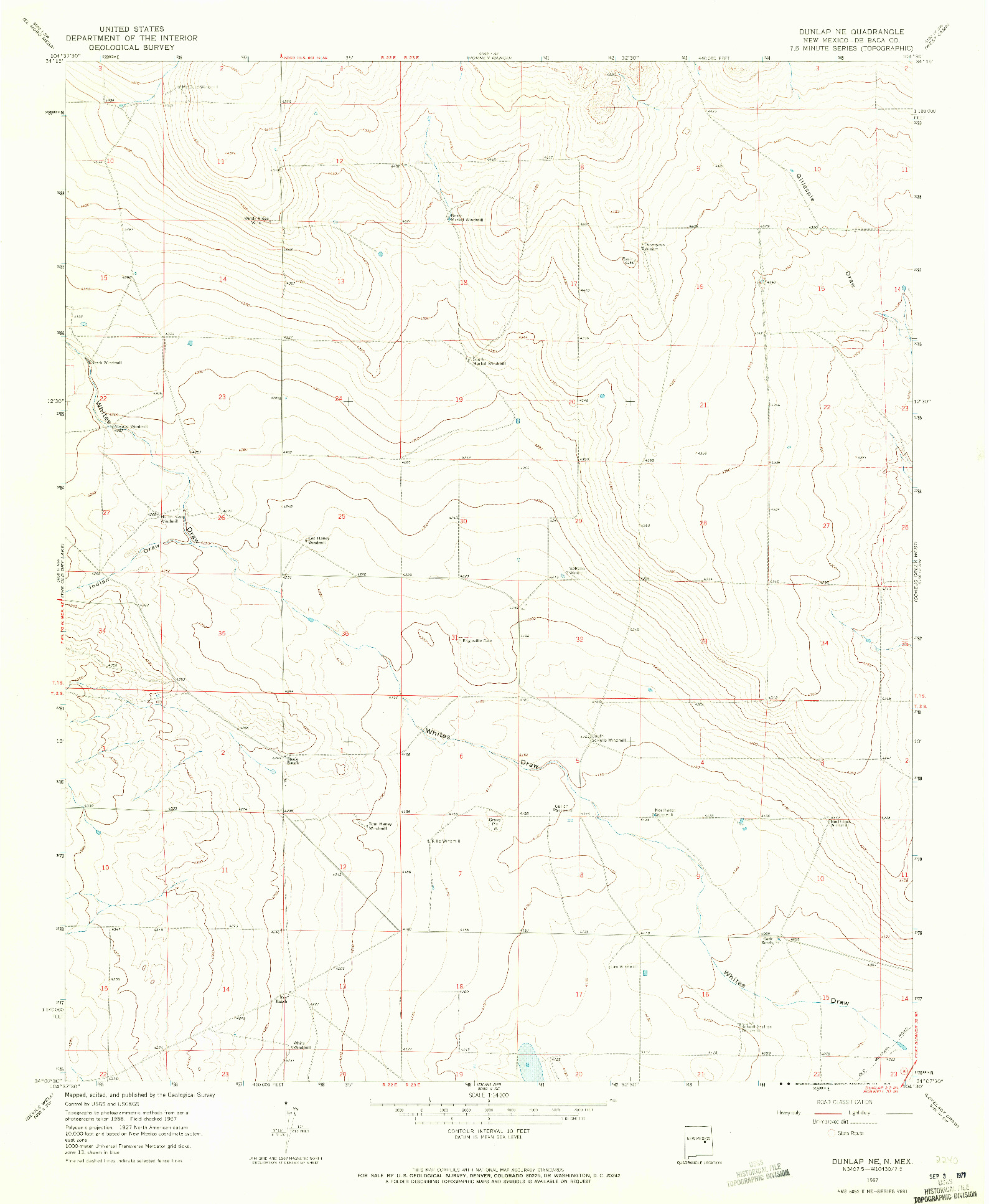 USGS 1:24000-SCALE QUADRANGLE FOR DUNLAP NE, NM 1967