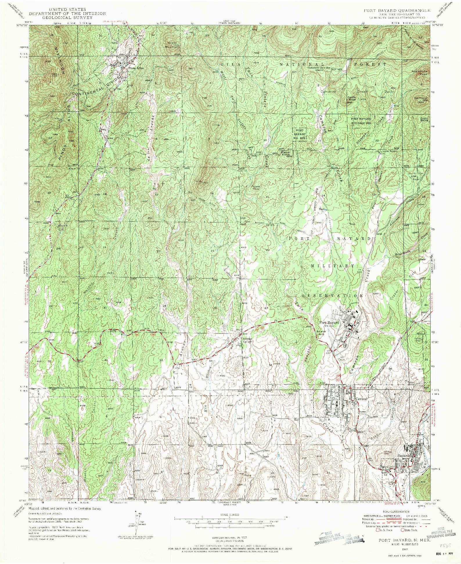 USGS 1:24000-SCALE QUADRANGLE FOR FORT BAYARD, NM 1947