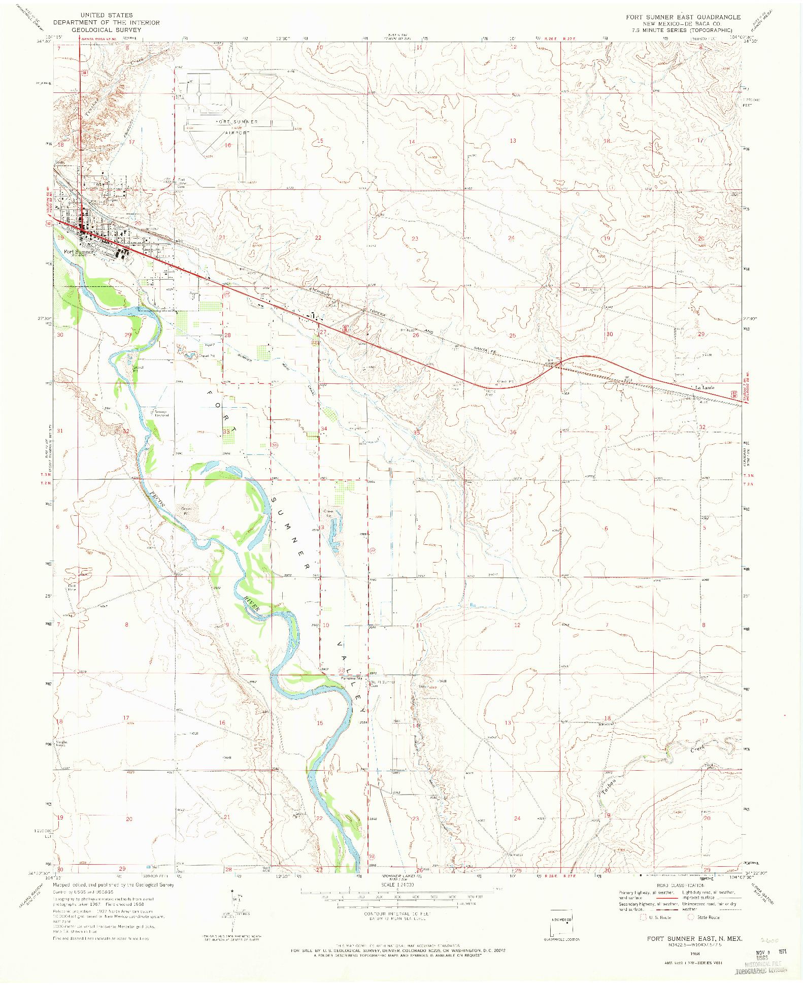 USGS 1:24000-SCALE QUADRANGLE FOR FORT SUMNER EAST, NM 1968