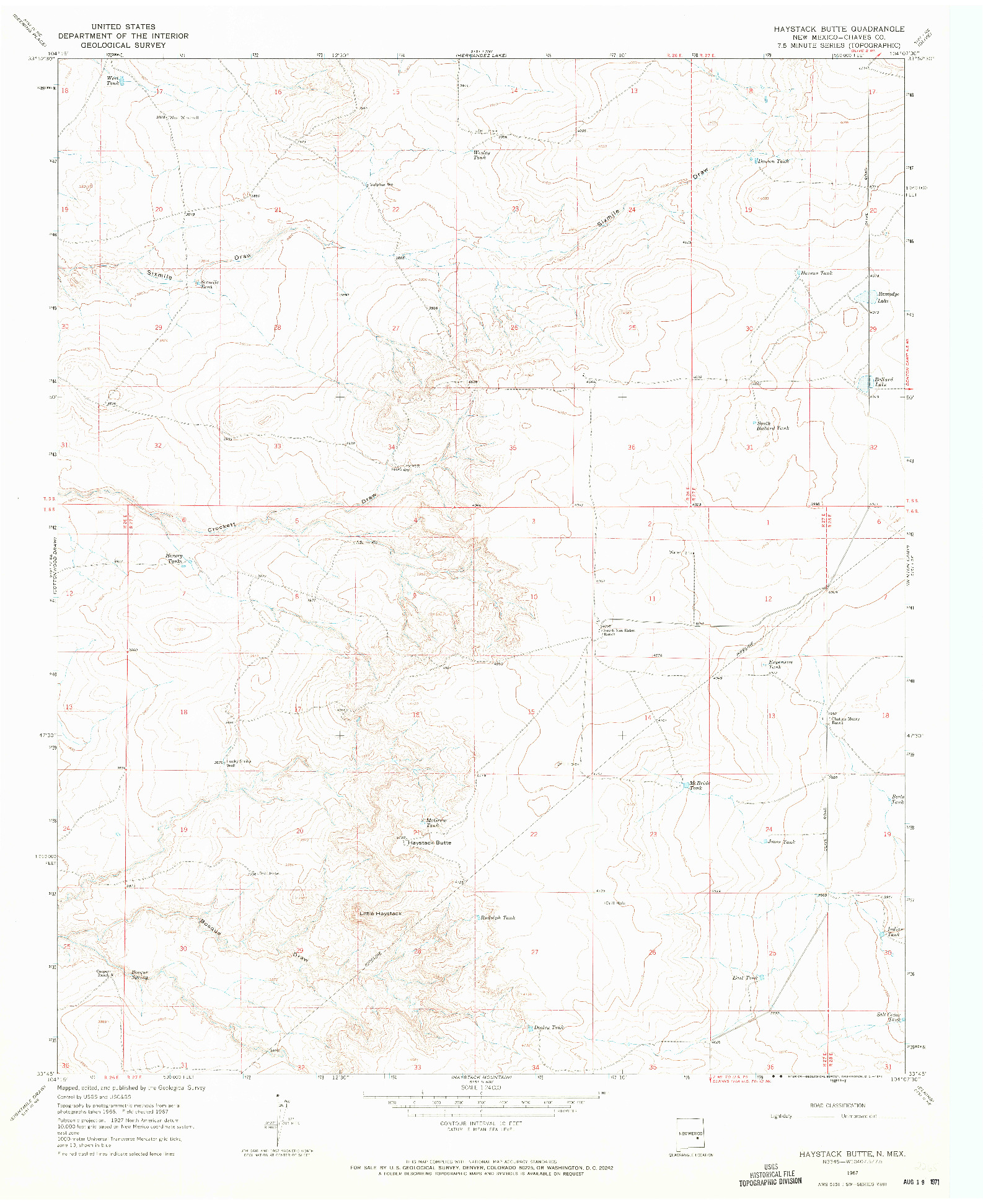 USGS 1:24000-SCALE QUADRANGLE FOR HAYSTACK BUTTE, NM 1967