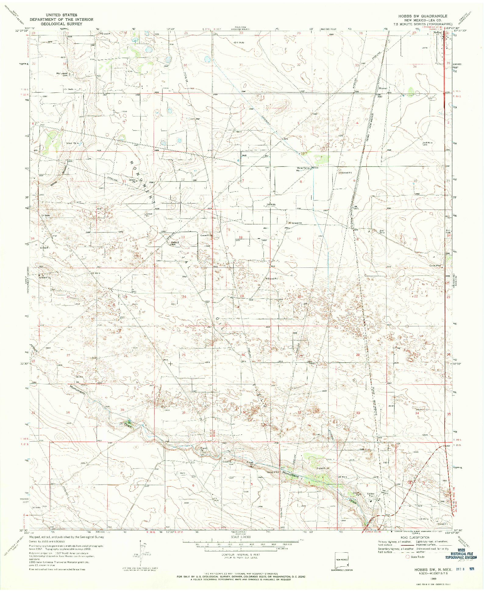 USGS 1:24000-SCALE QUADRANGLE FOR HOBBS SW, NM 1969