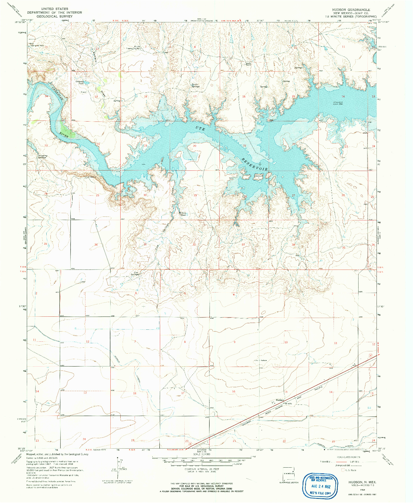 USGS 1:24000-SCALE QUADRANGLE FOR HUDSON, NM 1968