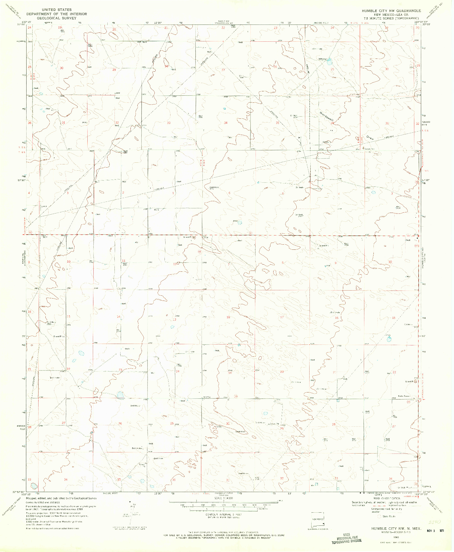 USGS 1:24000-SCALE QUADRANGLE FOR HUMBLE CITY, NM 1969