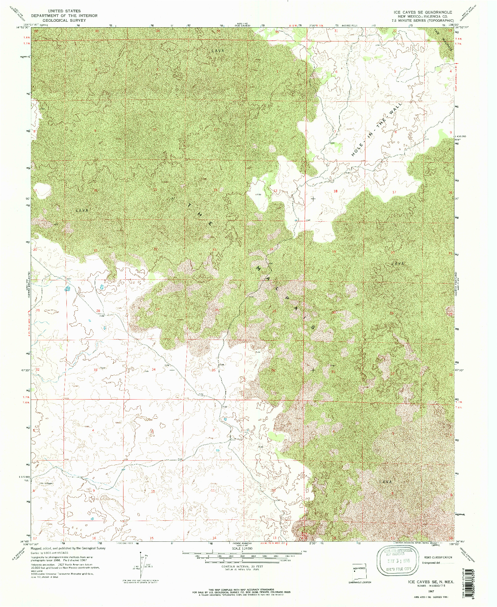 USGS 1:24000-SCALE QUADRANGLE FOR ICE CAVES SE, NM 1967