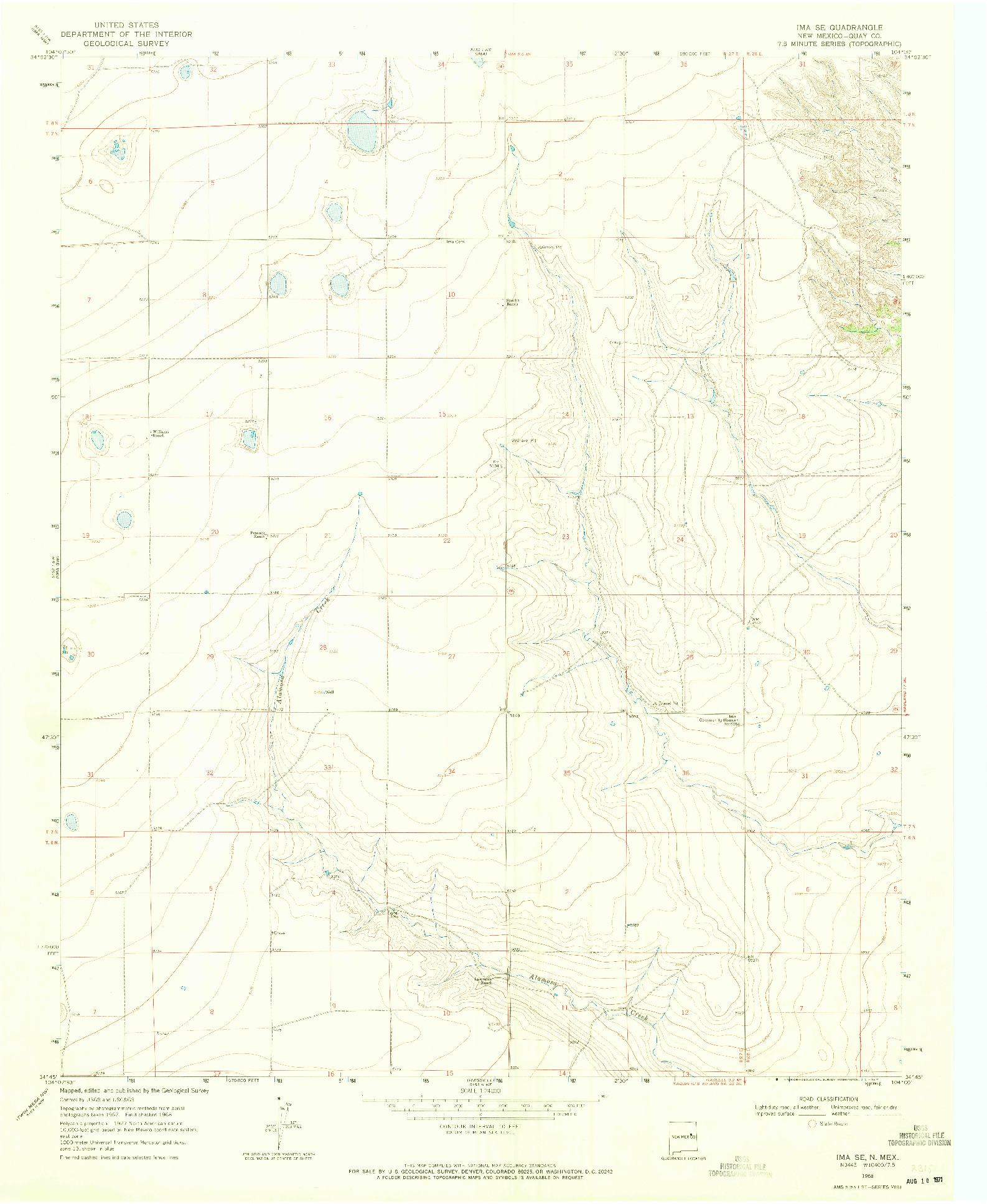 USGS 1:24000-SCALE QUADRANGLE FOR IMA SE, NM 1968