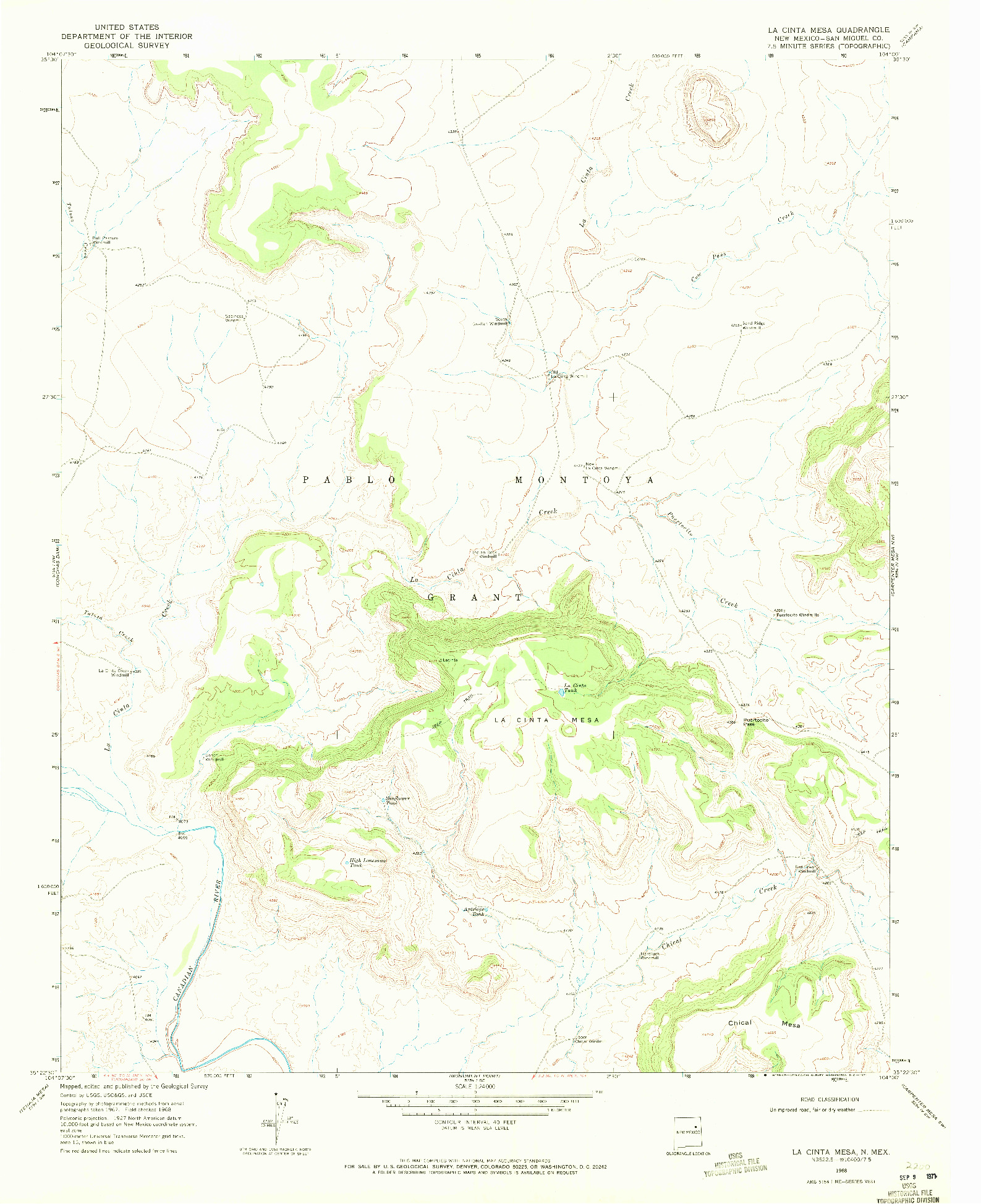 USGS 1:24000-SCALE QUADRANGLE FOR LA CINTA MESA, NM 1968