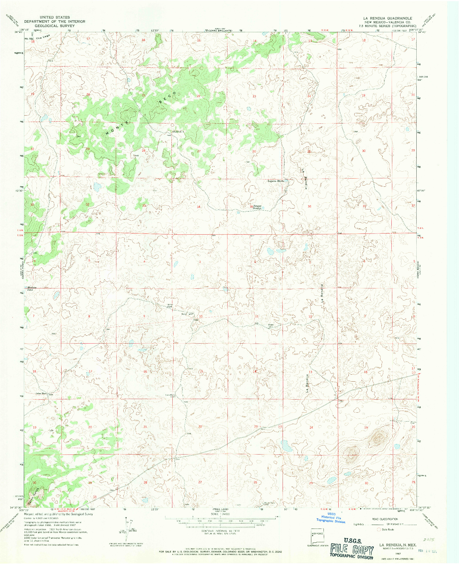 USGS 1:24000-SCALE QUADRANGLE FOR LA RENDIJA, NM 1967