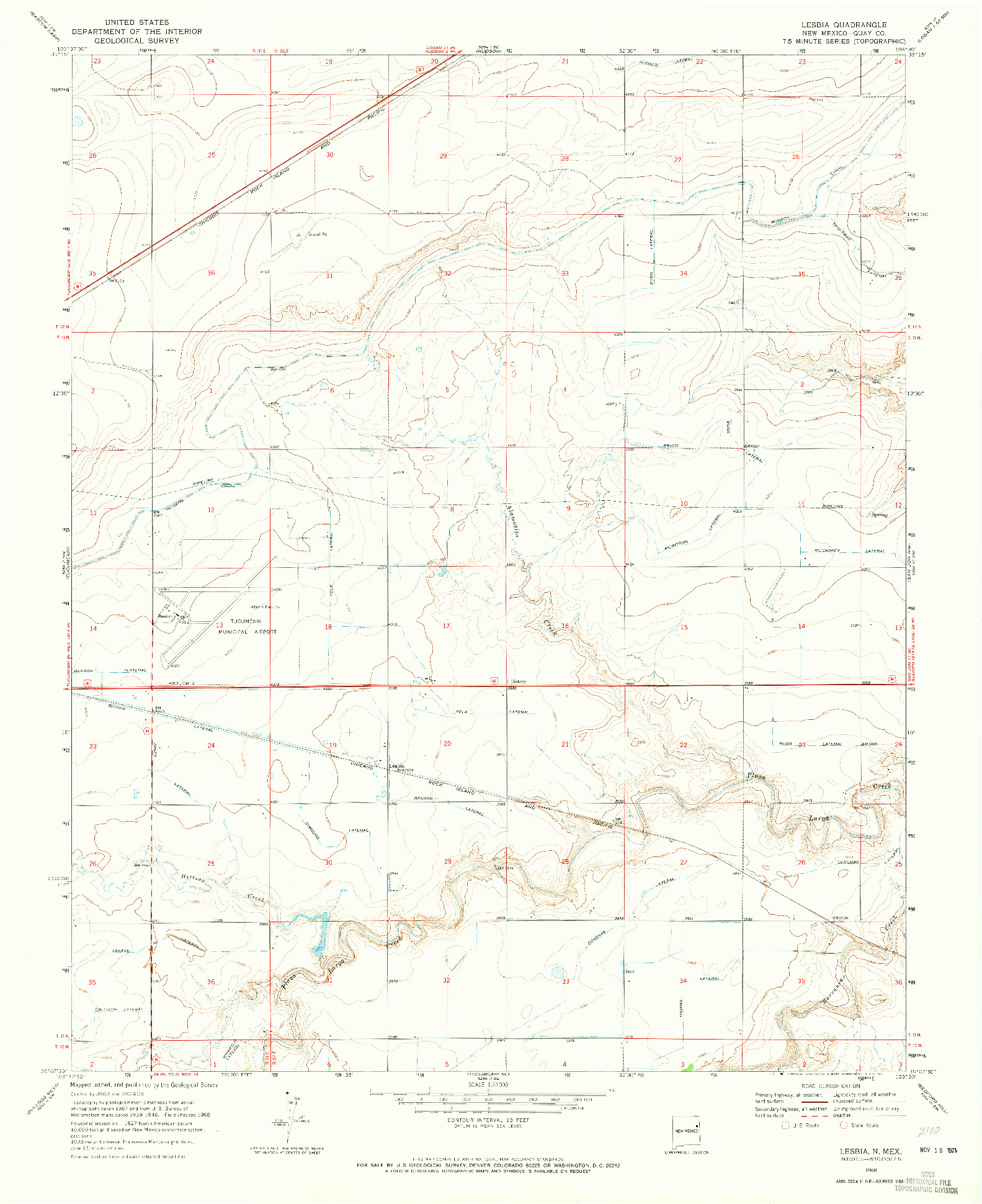 USGS 1:24000-SCALE QUADRANGLE FOR LESBIA, NM 1968