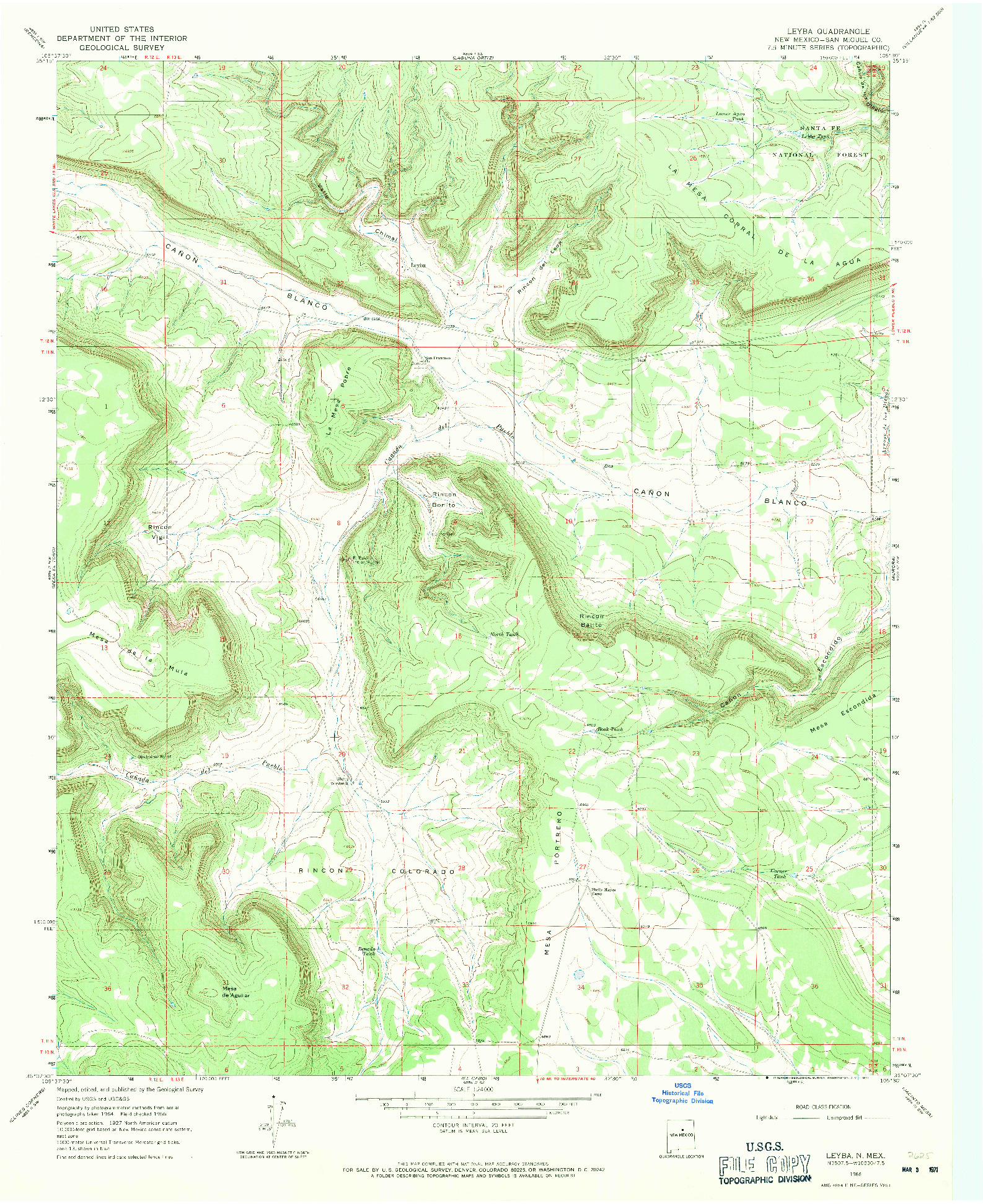 USGS 1:24000-SCALE QUADRANGLE FOR LEYBA, NM 1966