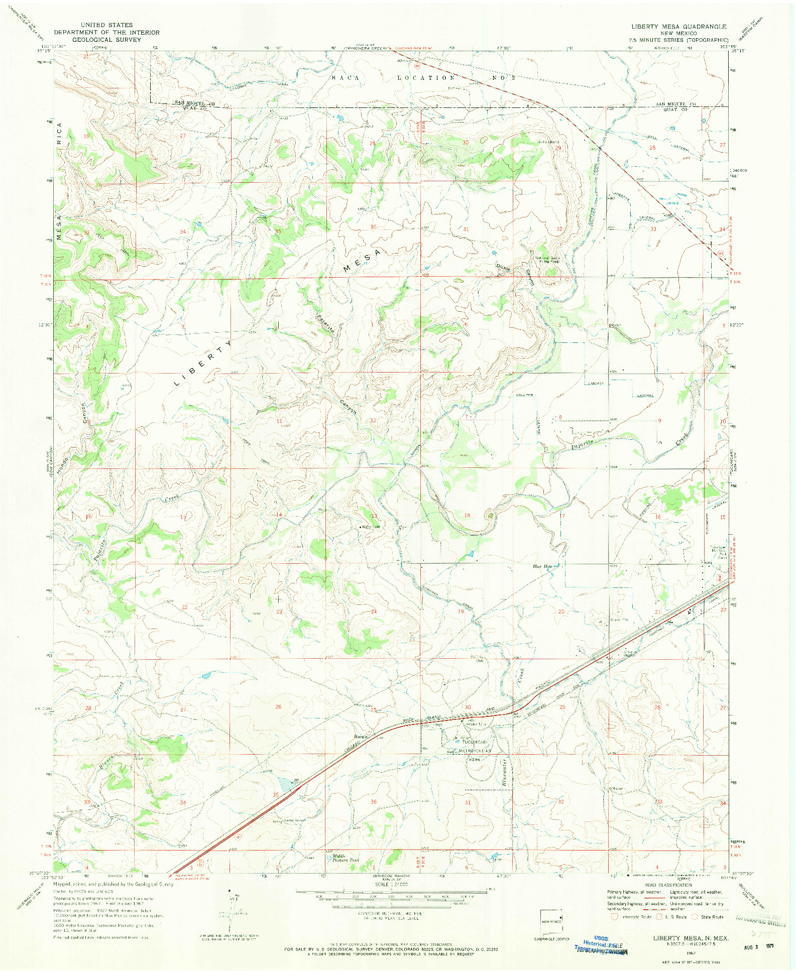 USGS 1:24000-SCALE QUADRANGLE FOR LIBERTY MESA, NM 1967