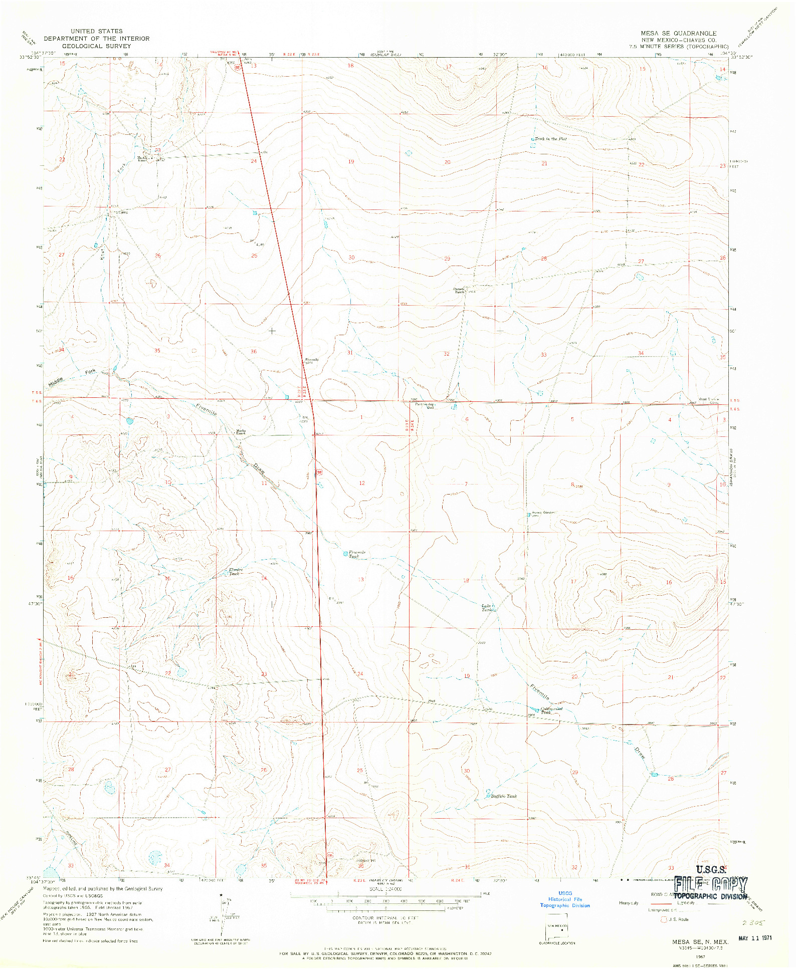 USGS 1:24000-SCALE QUADRANGLE FOR MESA SE, NM 1967