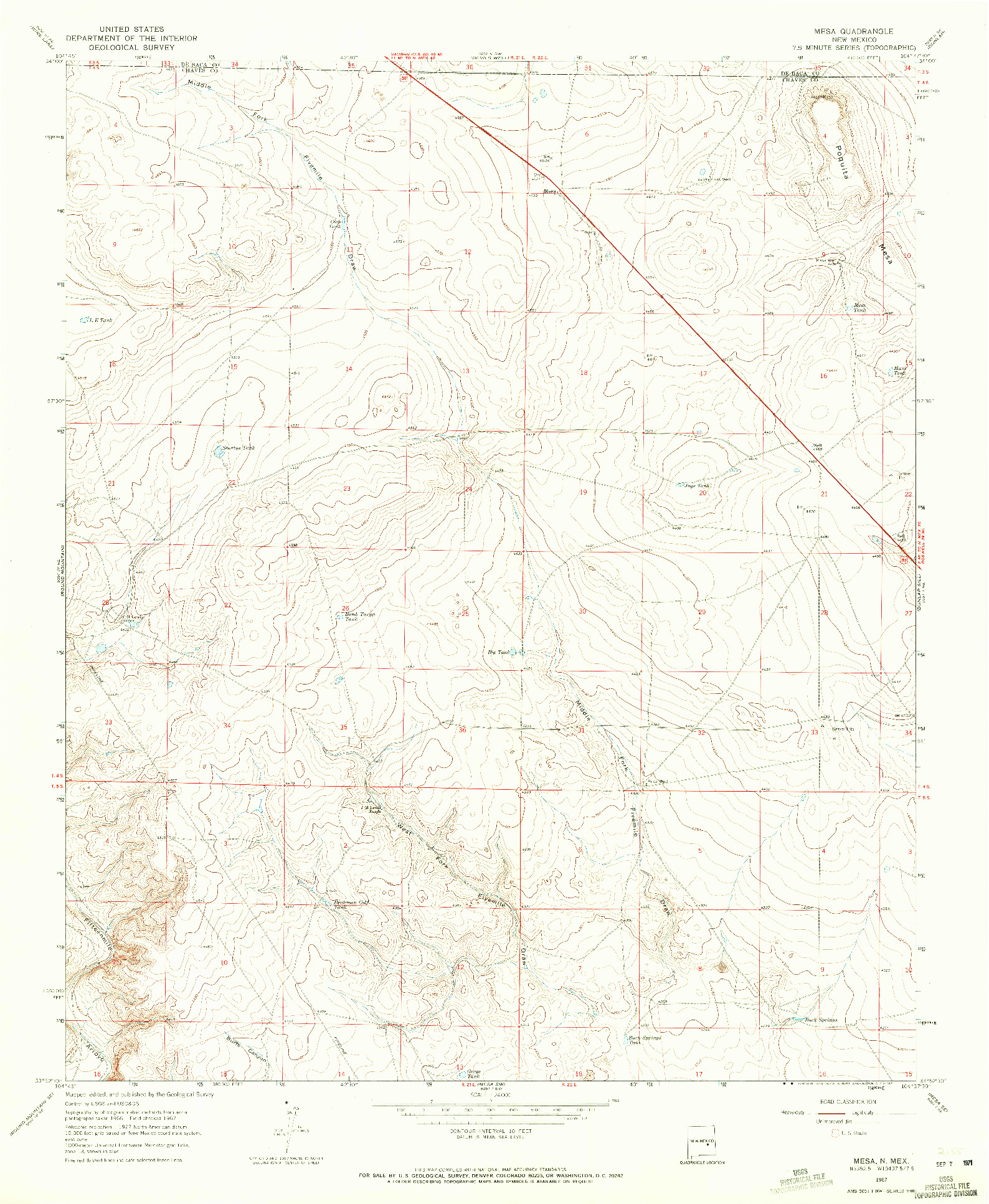 USGS 1:24000-SCALE QUADRANGLE FOR MESA, NM 1967