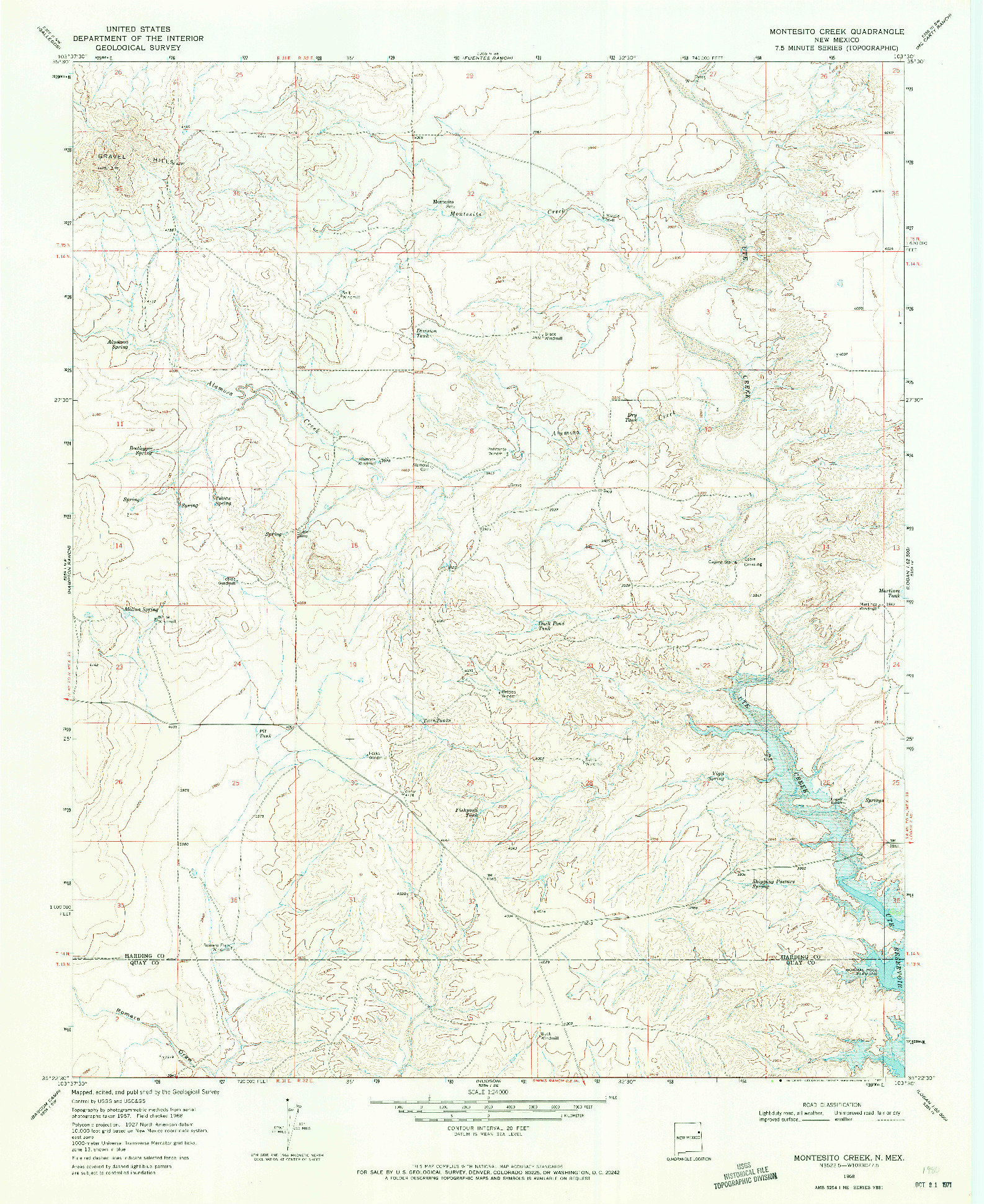 USGS 1:24000-SCALE QUADRANGLE FOR MONTESITO CREEK, NM 1968