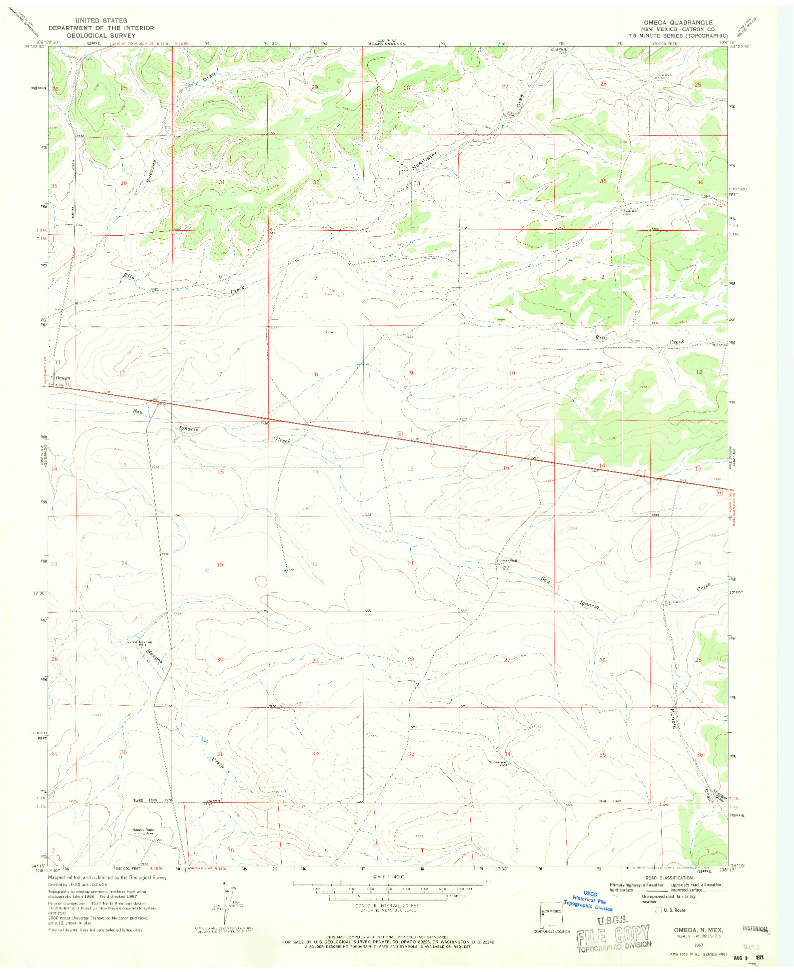 USGS 1:24000-SCALE QUADRANGLE FOR OMEGA, NM 1967