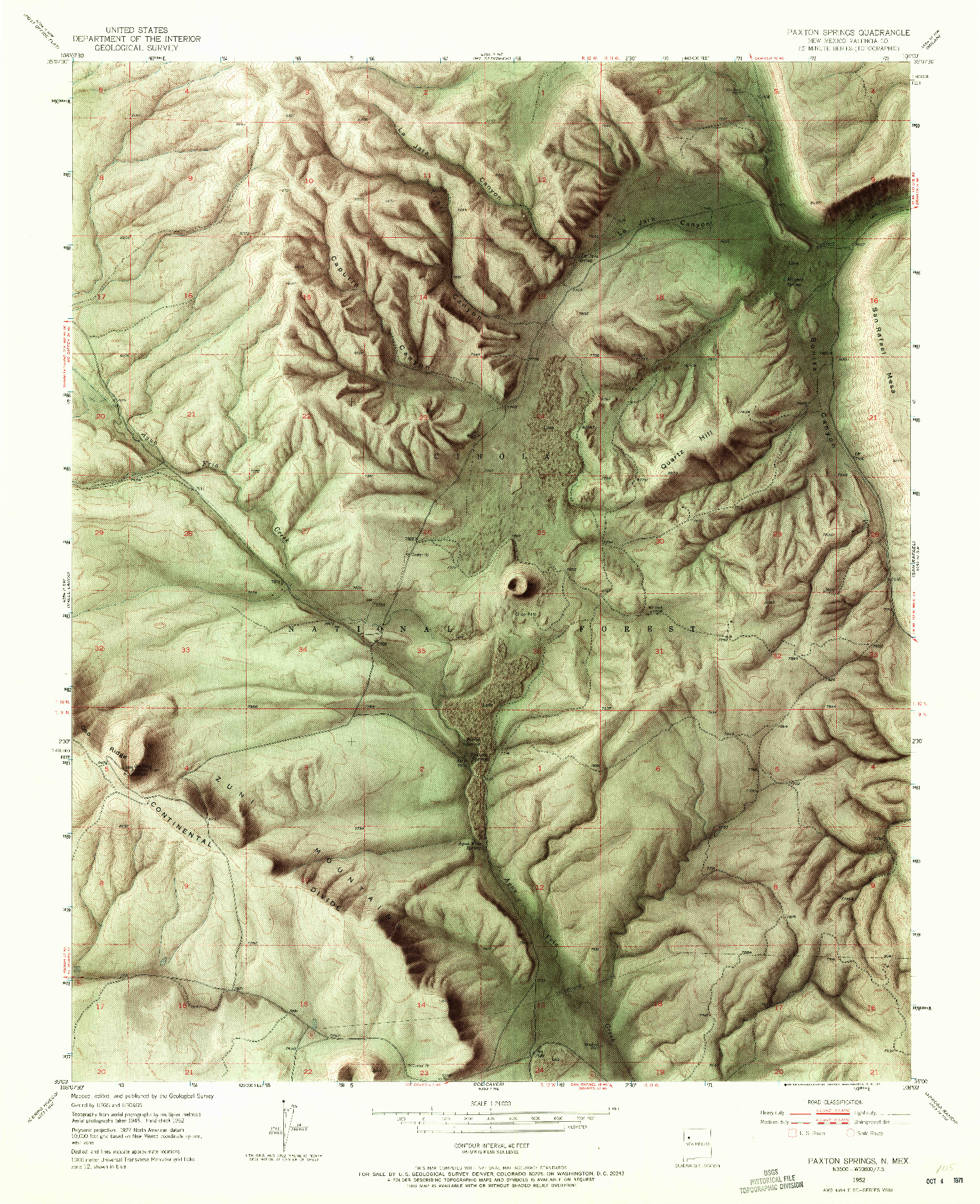 USGS 1:24000-SCALE QUADRANGLE FOR PAXTON SPRINGS, NM 1952