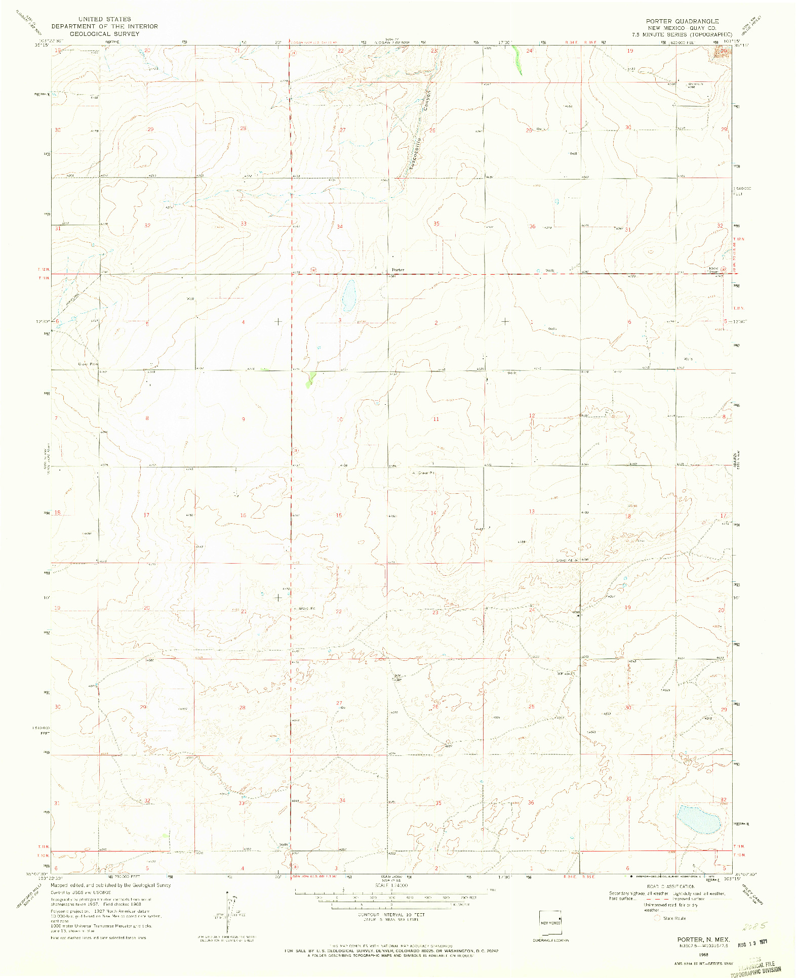 USGS 1:24000-SCALE QUADRANGLE FOR PORTER, NM 1968