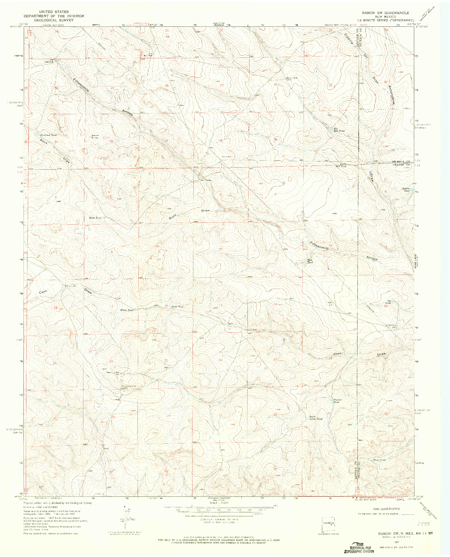 USGS 1:24000-SCALE QUADRANGLE FOR RAMON SW, NM 1967