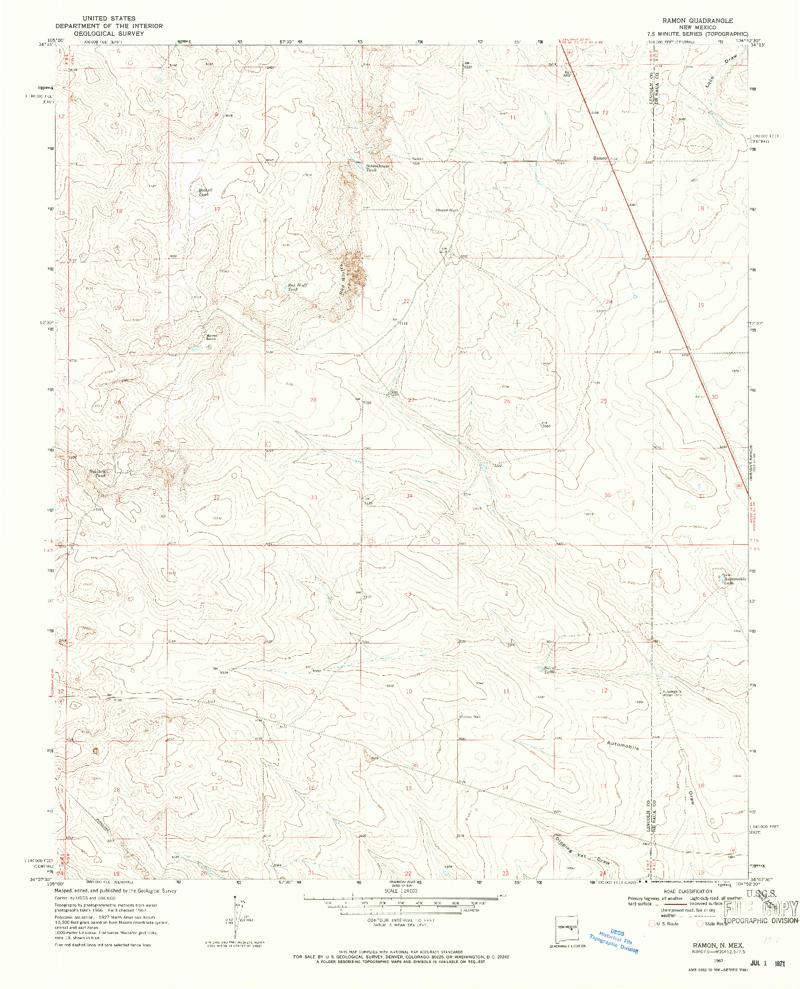 USGS 1:24000-SCALE QUADRANGLE FOR RAMON, NM 1967