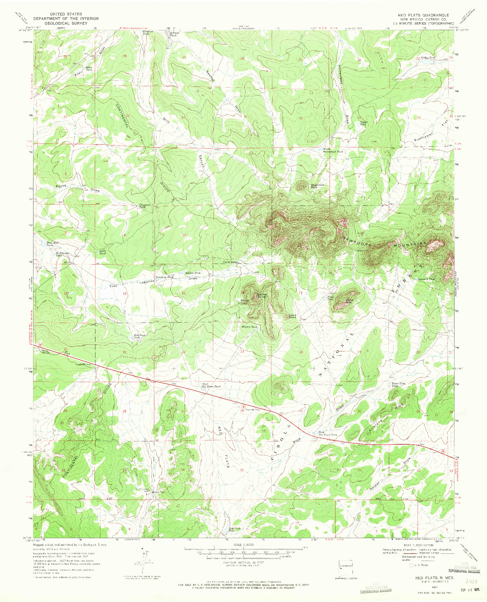 USGS 1:24000-SCALE QUADRANGLE FOR RED FLATS, NM 1967