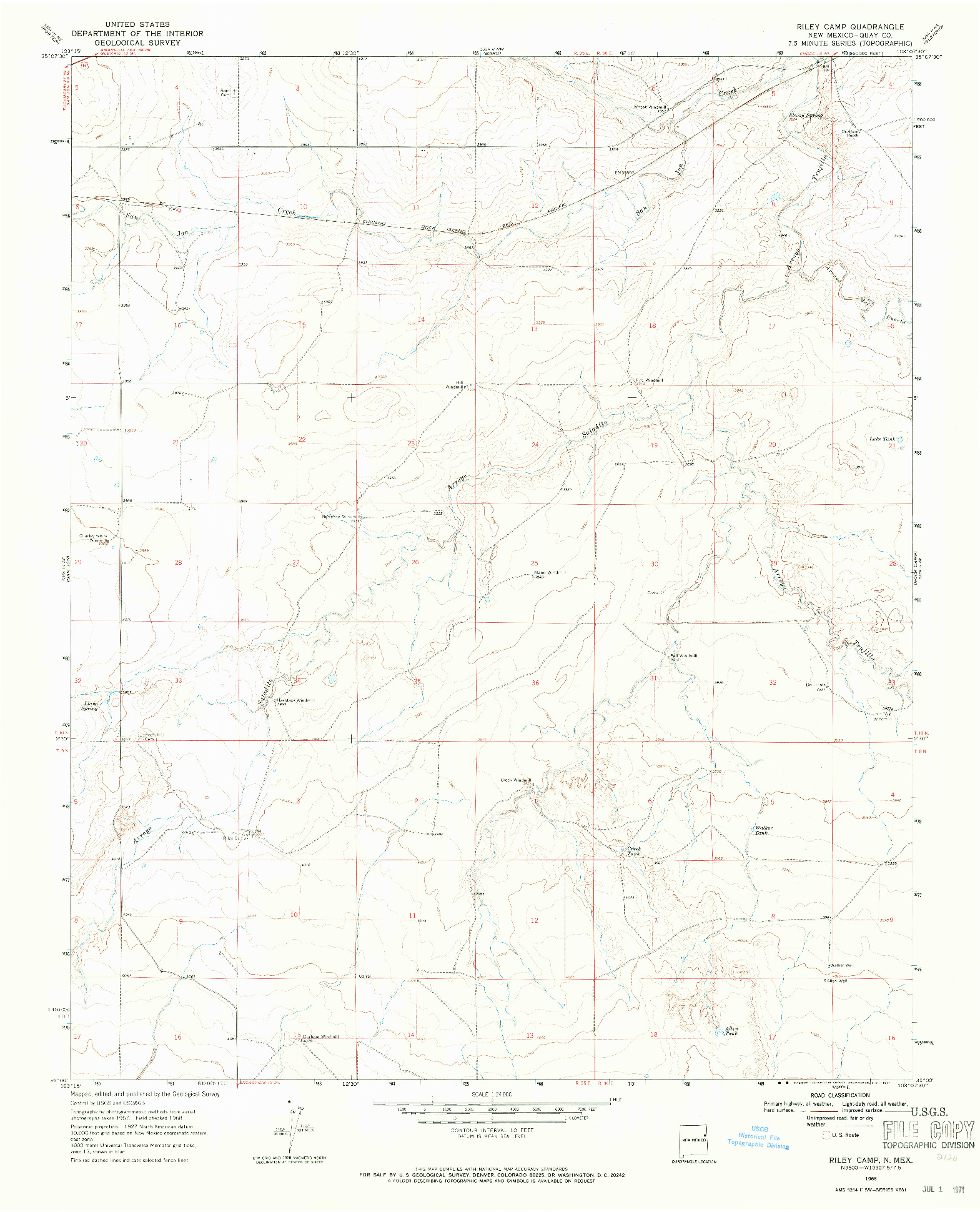 USGS 1:24000-SCALE QUADRANGLE FOR RILEY CAMP, NM 1968