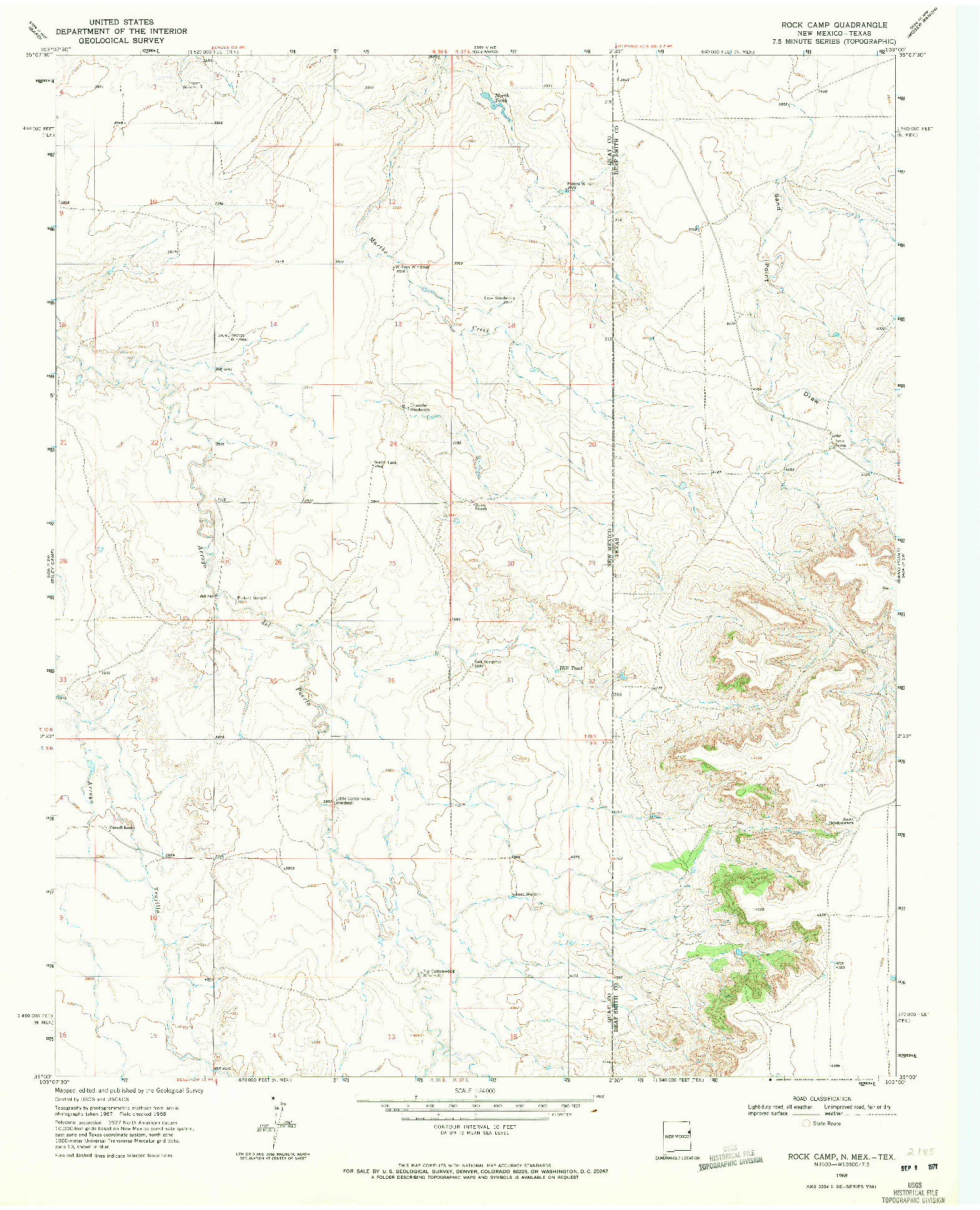 USGS 1:24000-SCALE QUADRANGLE FOR ROCK CAMP, NM 1968