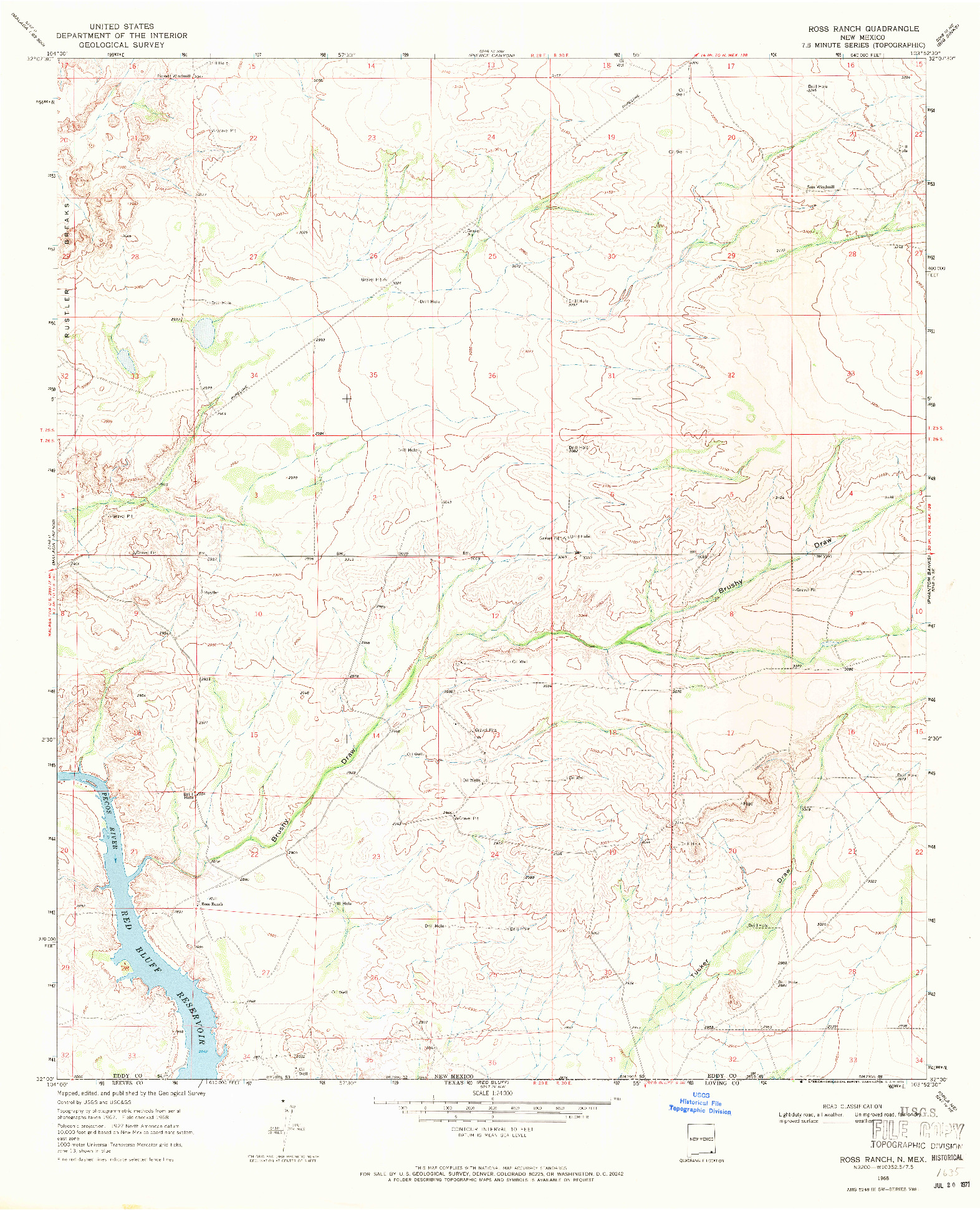 USGS 1:24000-SCALE QUADRANGLE FOR ROSS RANCH, NM 1968