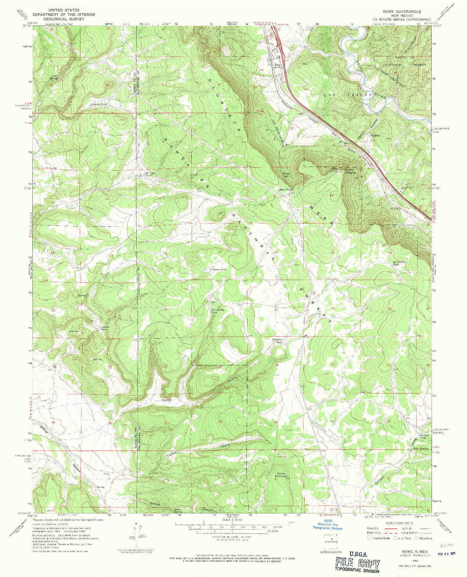 USGS 1:24000-SCALE QUADRANGLE FOR ROWE, NM 1966