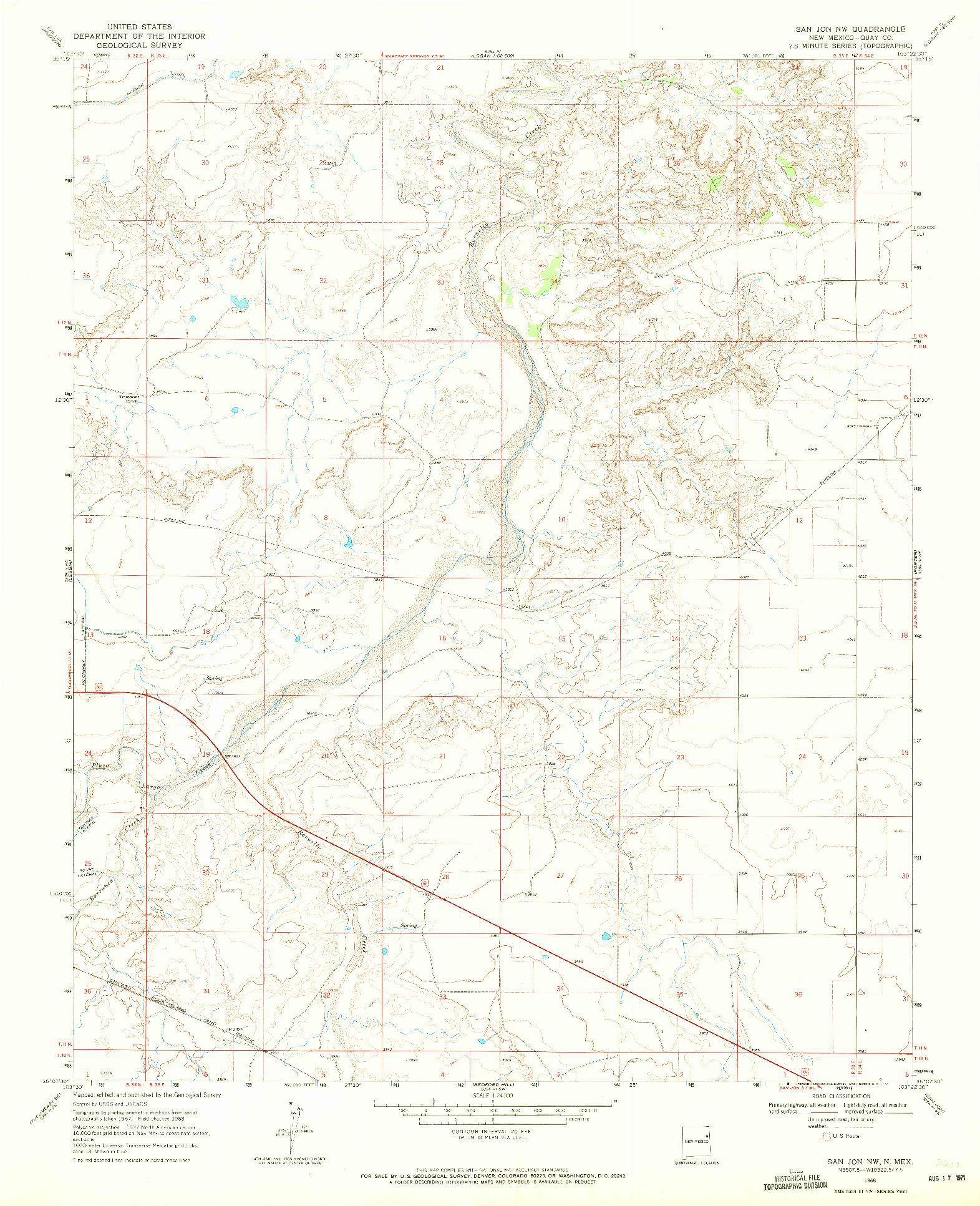 USGS 1:24000-SCALE QUADRANGLE FOR SAN JON NW, NM 1968