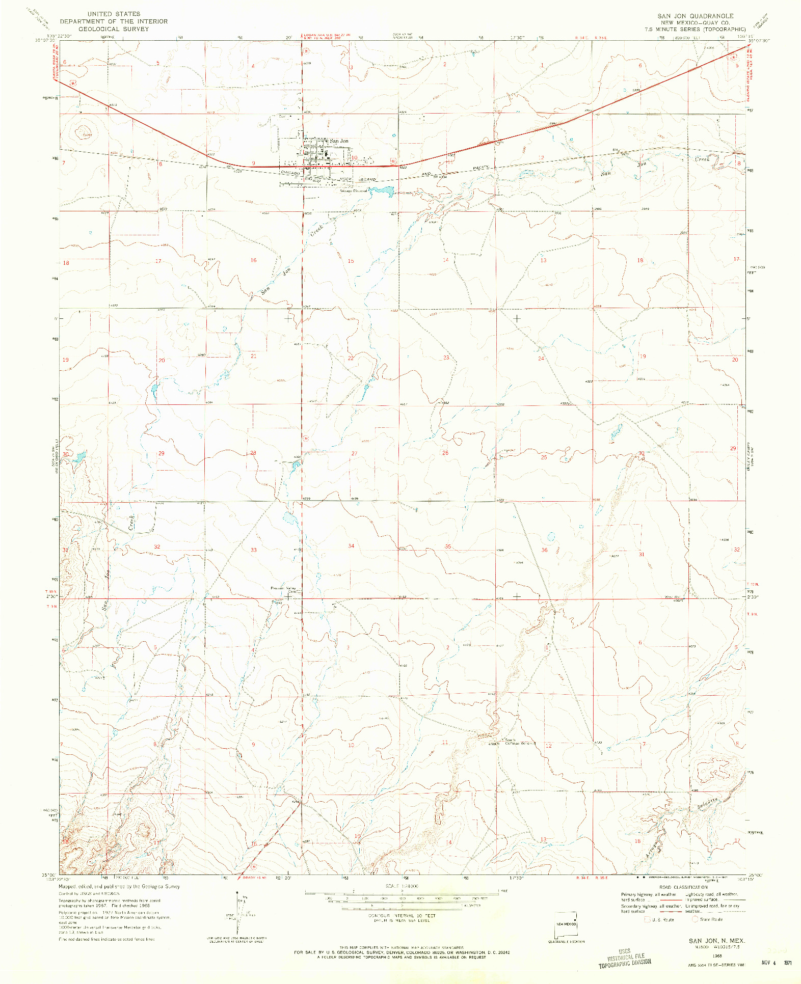 USGS 1:24000-SCALE QUADRANGLE FOR SAN JON, NM 1968