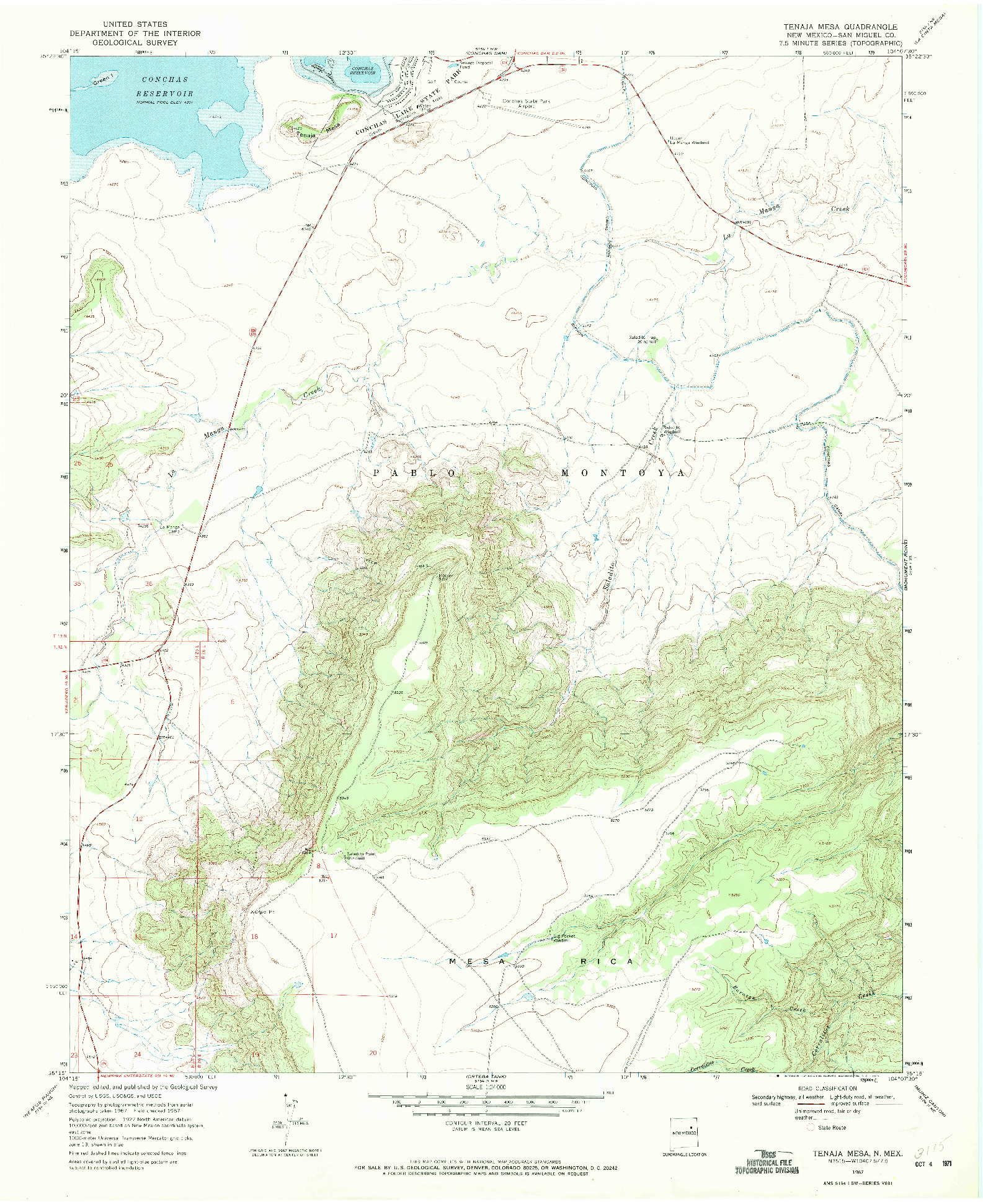 USGS 1:24000-SCALE QUADRANGLE FOR TENAJA MESA, NM 1967
