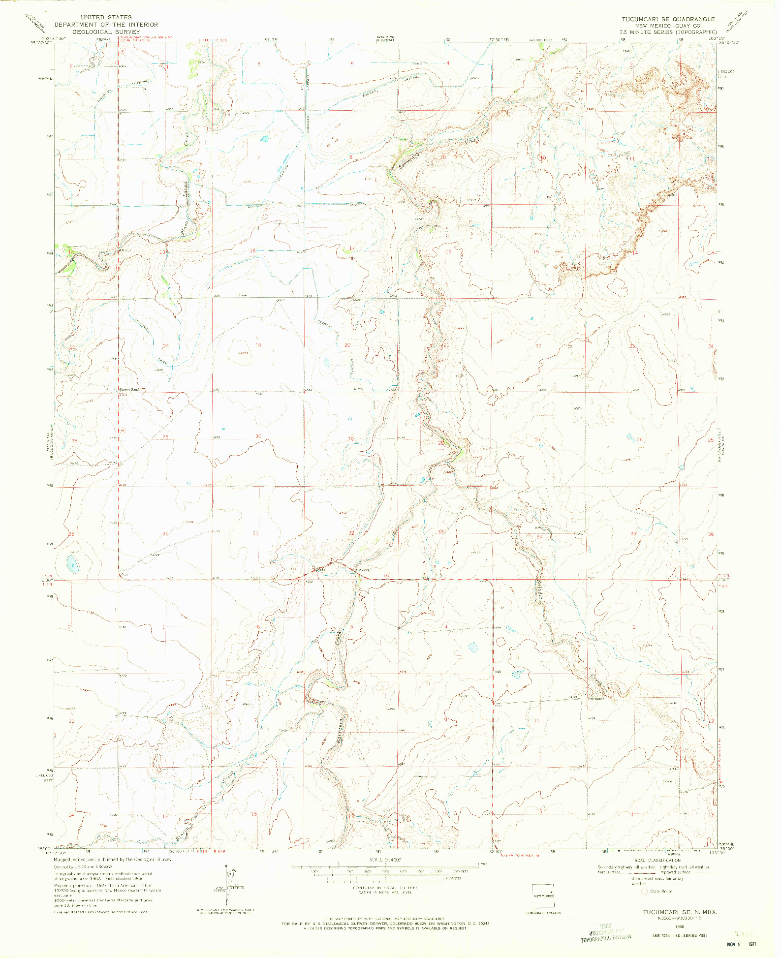 USGS 1:24000-SCALE QUADRANGLE FOR TUCUMCARI SE, NM 1968