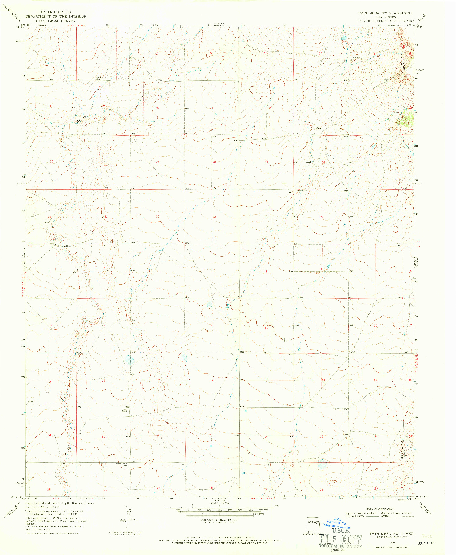 USGS 1:24000-SCALE QUADRANGLE FOR TWIN MESA NW, NM 1968