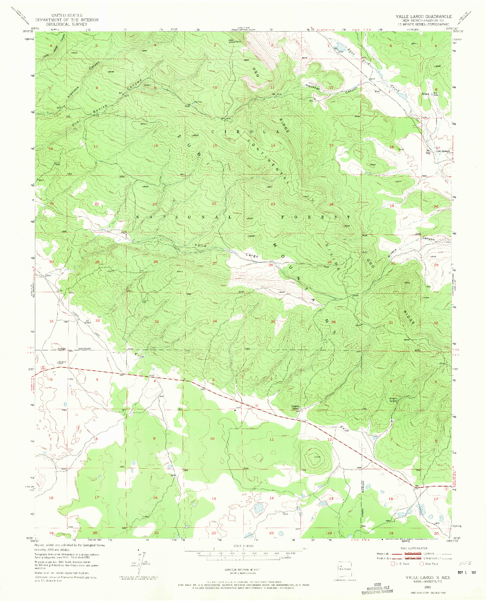 USGS 1:24000-SCALE QUADRANGLE FOR VALLE LARGO, NM 1952