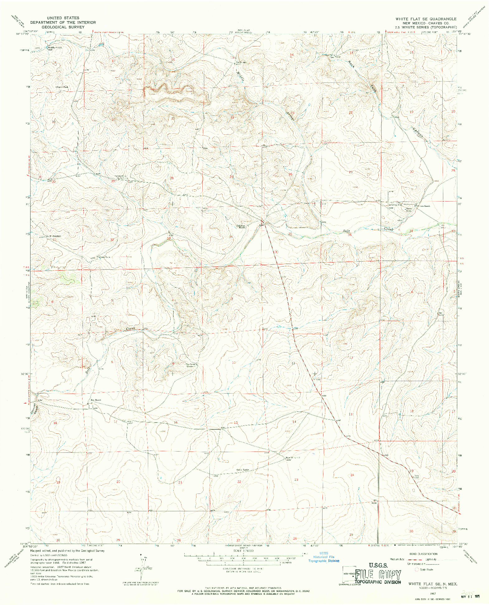 USGS 1:24000-SCALE QUADRANGLE FOR WHITE FLAT SE, NM 1967