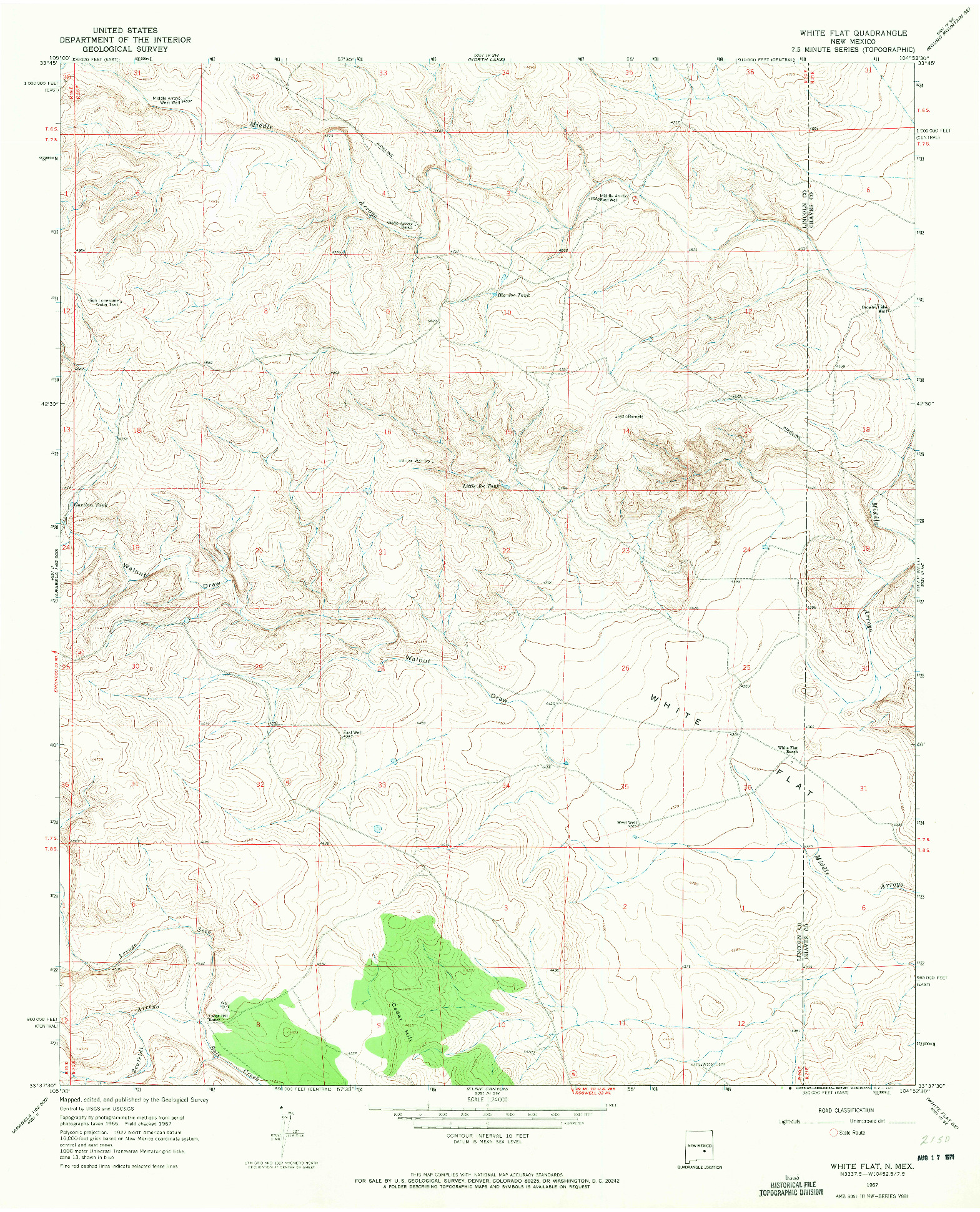 USGS 1:24000-SCALE QUADRANGLE FOR WHITE FLAT, NM 1967