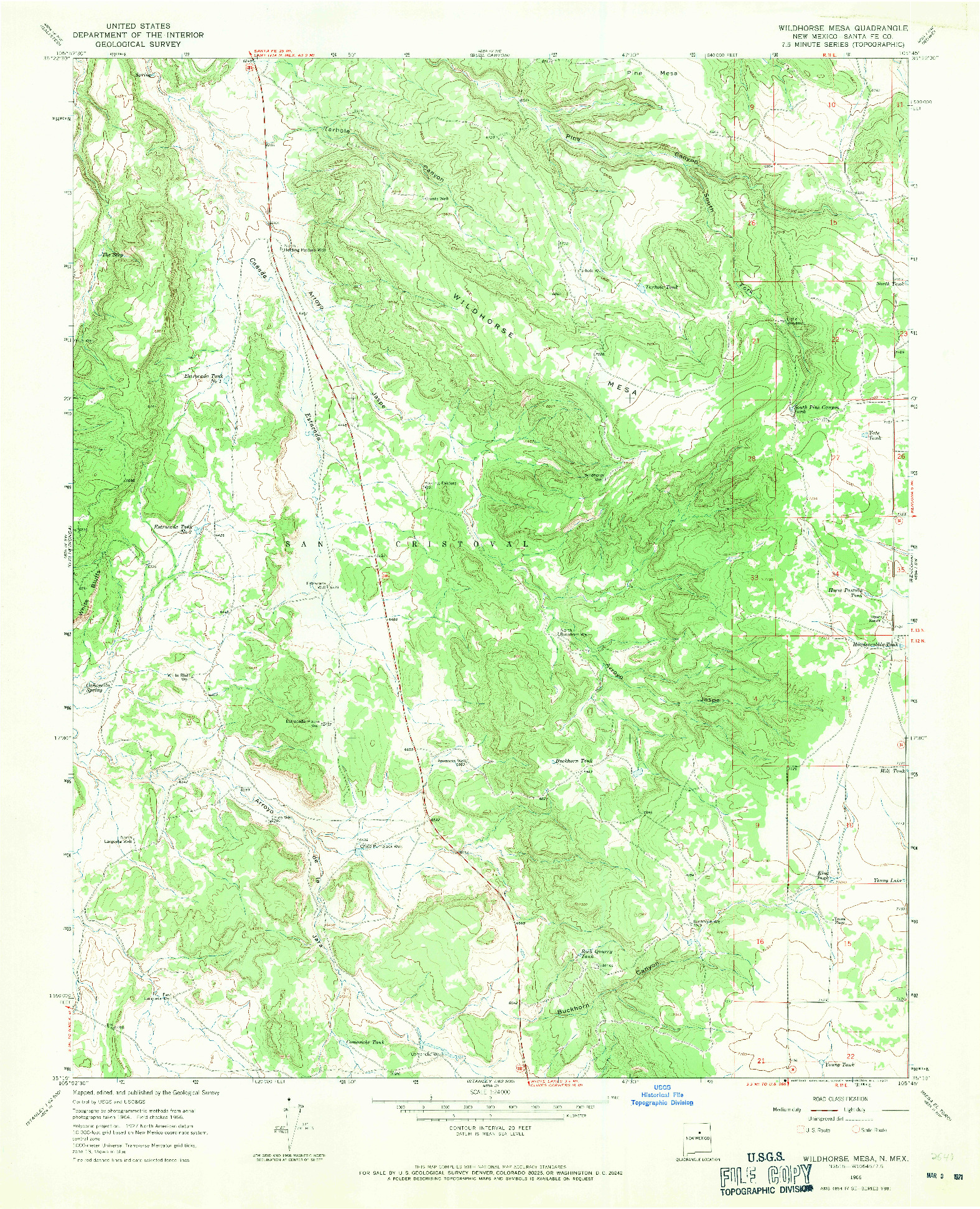 USGS 1:24000-SCALE QUADRANGLE FOR WILDHORSE MESA, NM 1966