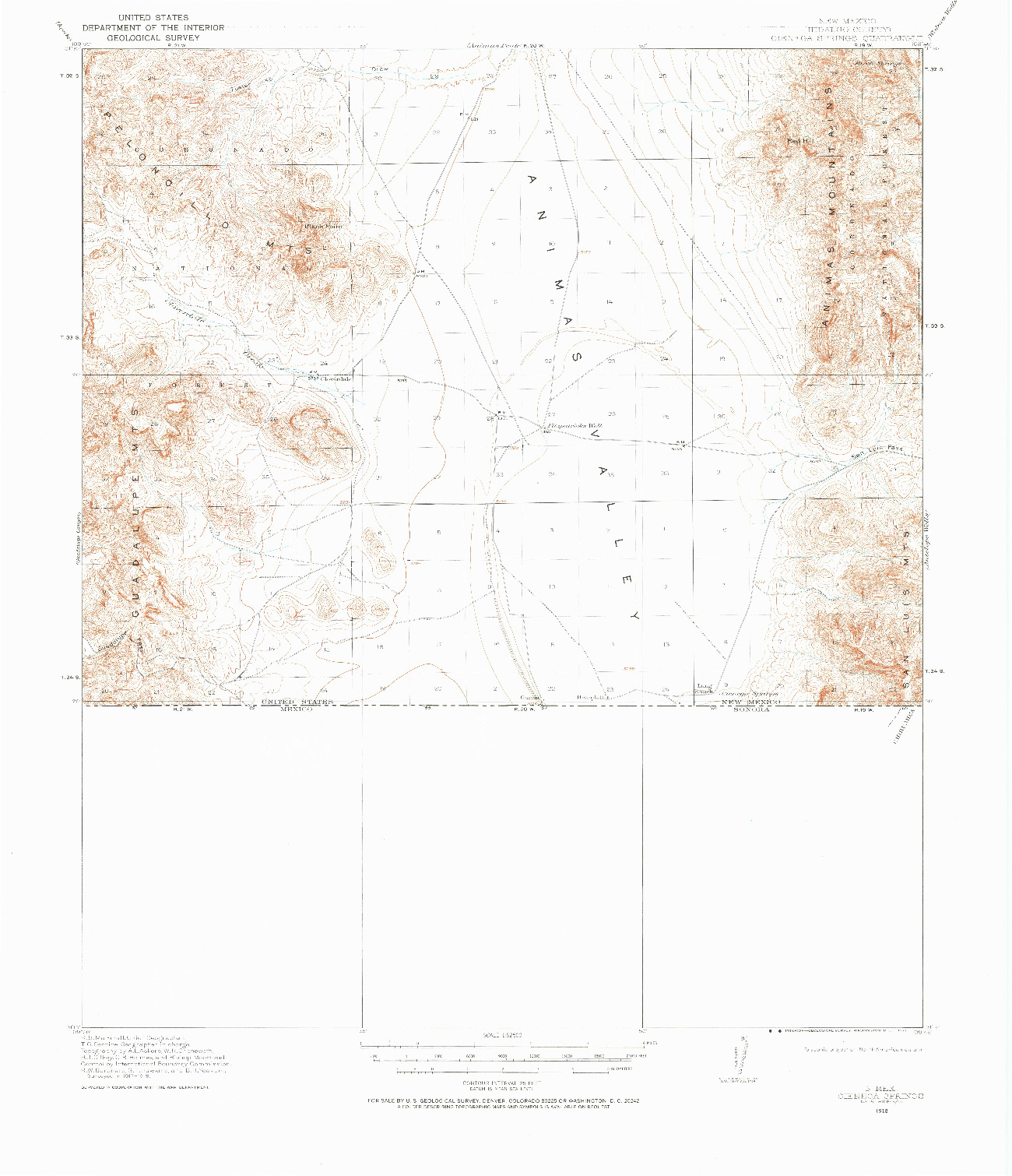 USGS 1:62500-SCALE QUADRANGLE FOR CIENEGA SPRINGS, NM 1918