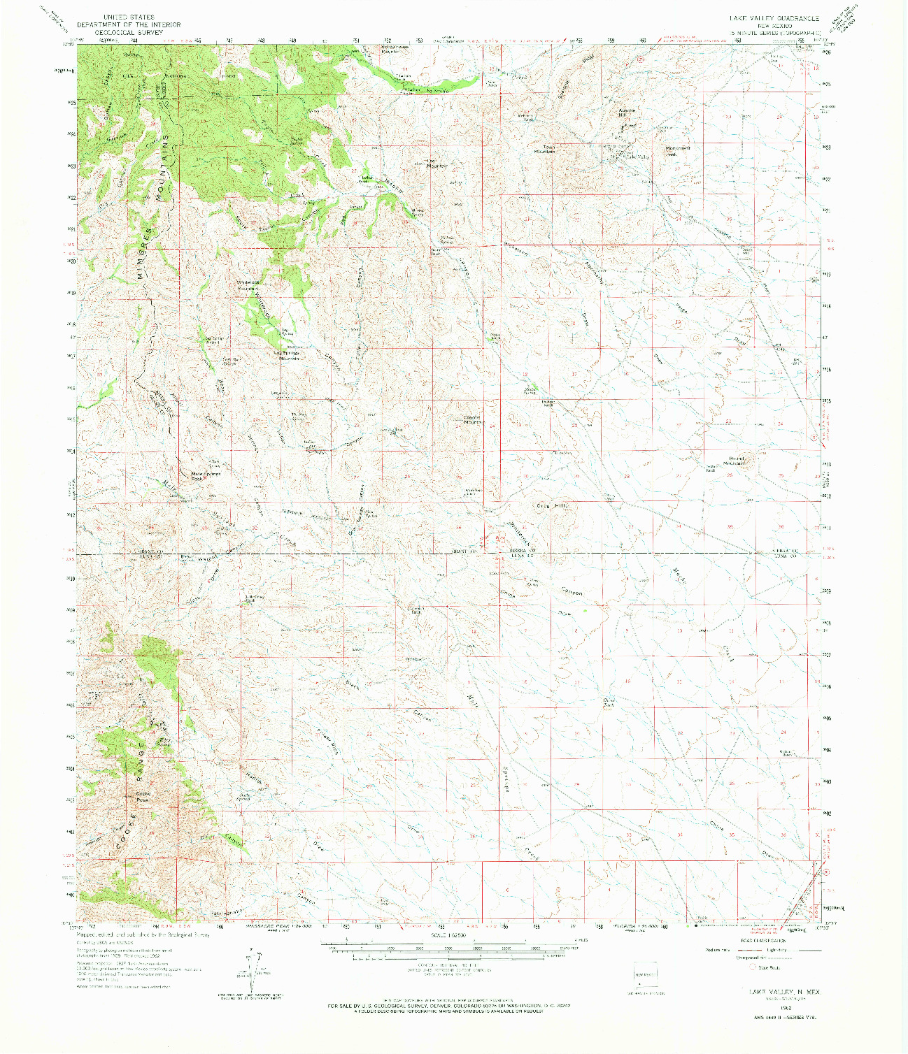 USGS 1:62500-SCALE QUADRANGLE FOR LAKE VALLEY, NM 1962