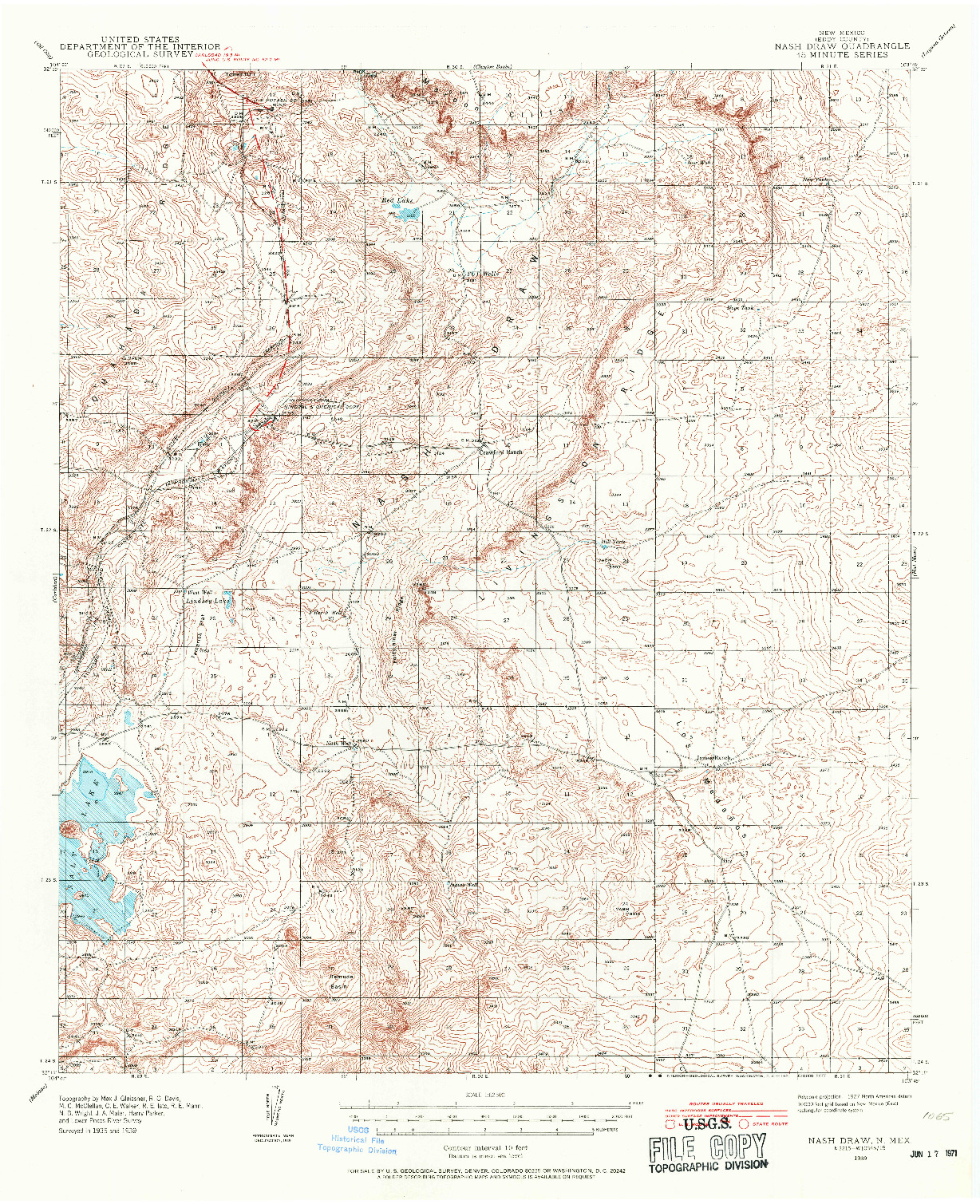 USGS 1:62500-SCALE QUADRANGLE FOR NASH DRAW, NM 1939