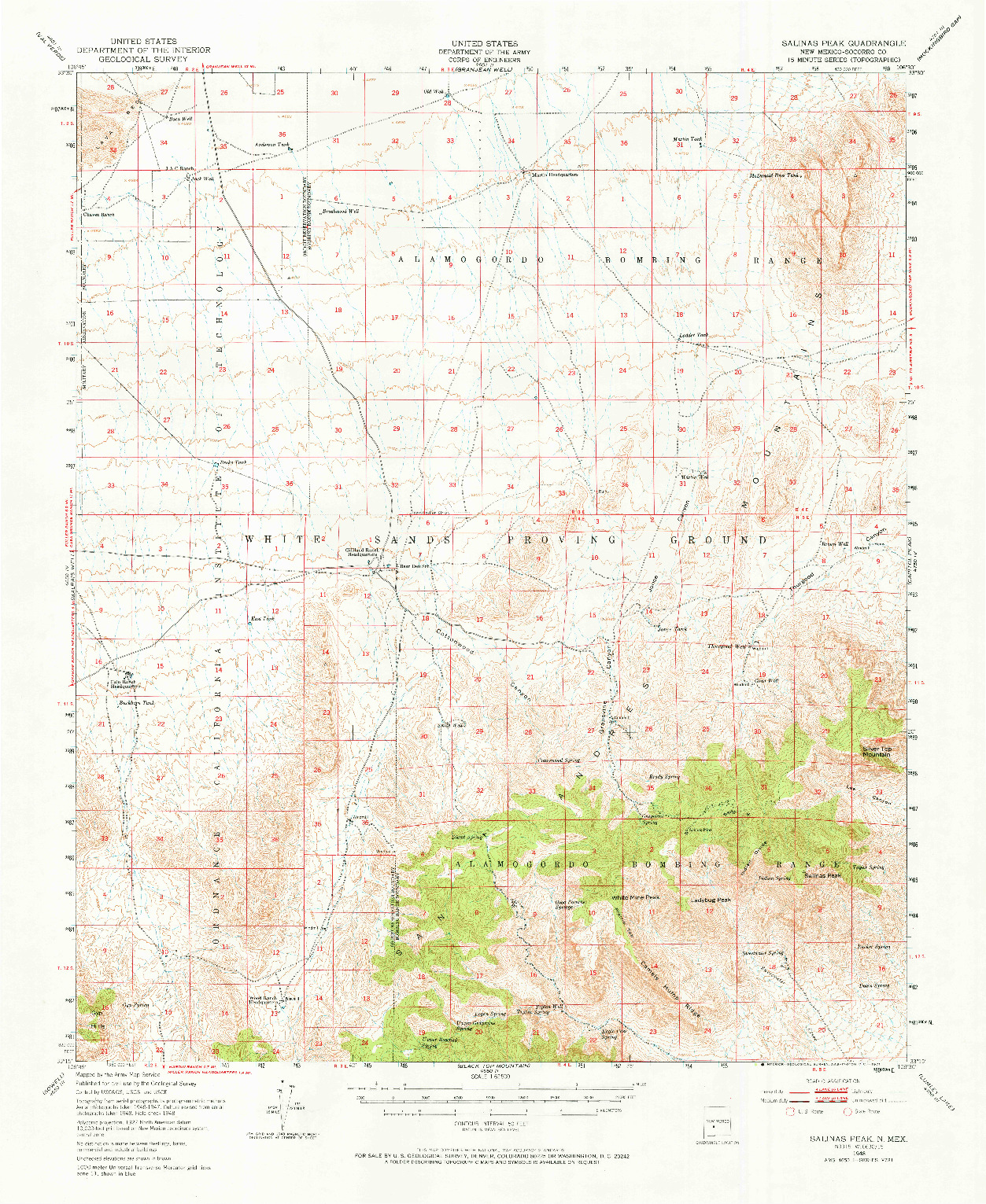 USGS 1:62500-SCALE QUADRANGLE FOR SALINAS PEAK, NM 1948